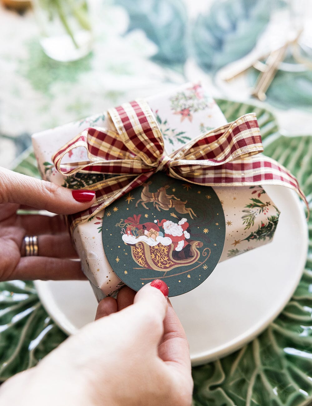 6pk Christmas Gift Tags "Santa Sleigh" Gift Tags Bespoke Letterpress