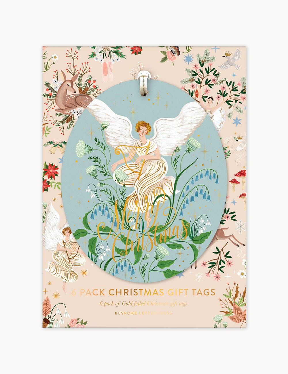6pk Christmas Gift Tags "Angel" Gift Tags Bespoke Letterpress