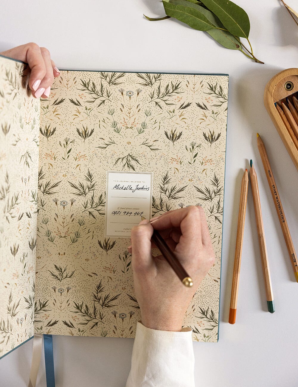 A4 Linen Bound Art Journal - Meadow Journals Bespoke Letterpress
