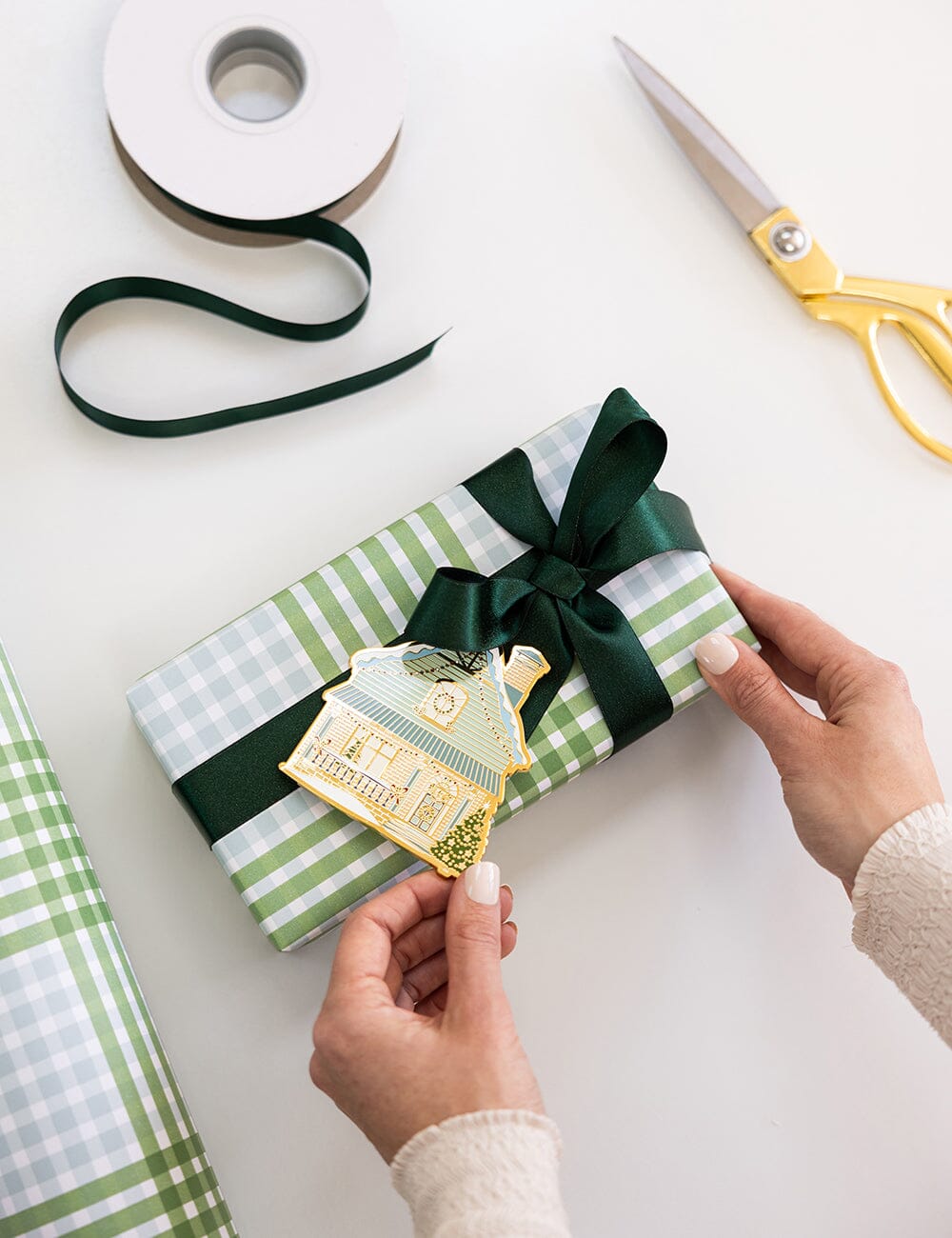 Gift Wrap Roll 30m - Nordic Blue Check