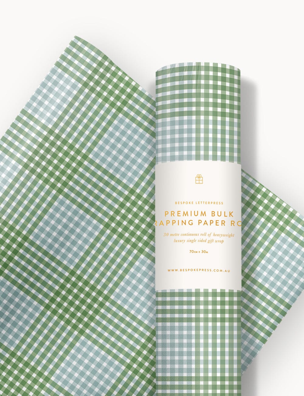 Gift Wrap Roll 30m - Nordic Blue Check Gift Wrapping Bespoke Letterpress