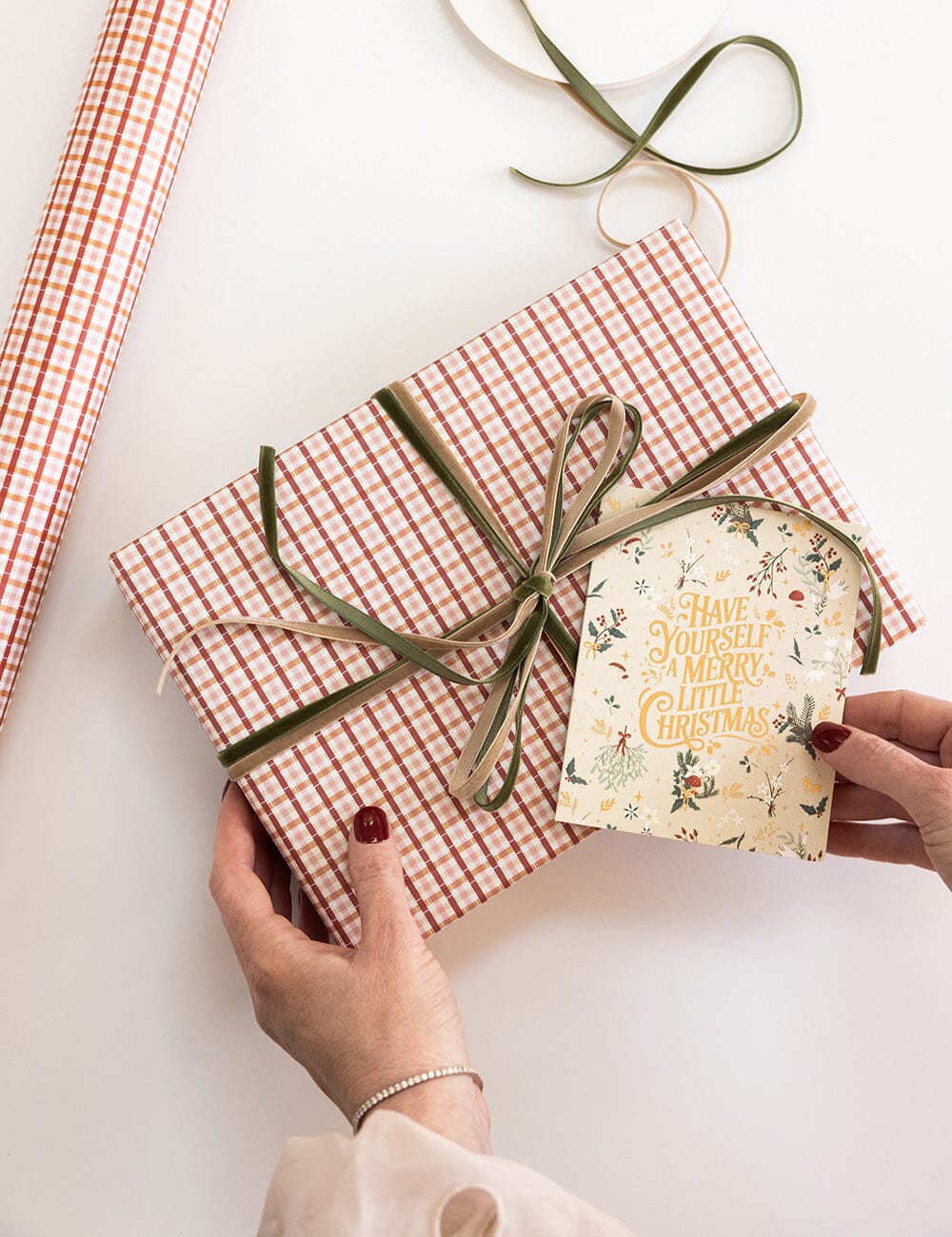 Gift Wrap Roll 30m - Christmas Tartan Check Gift Wrapping Bespoke Letterpress