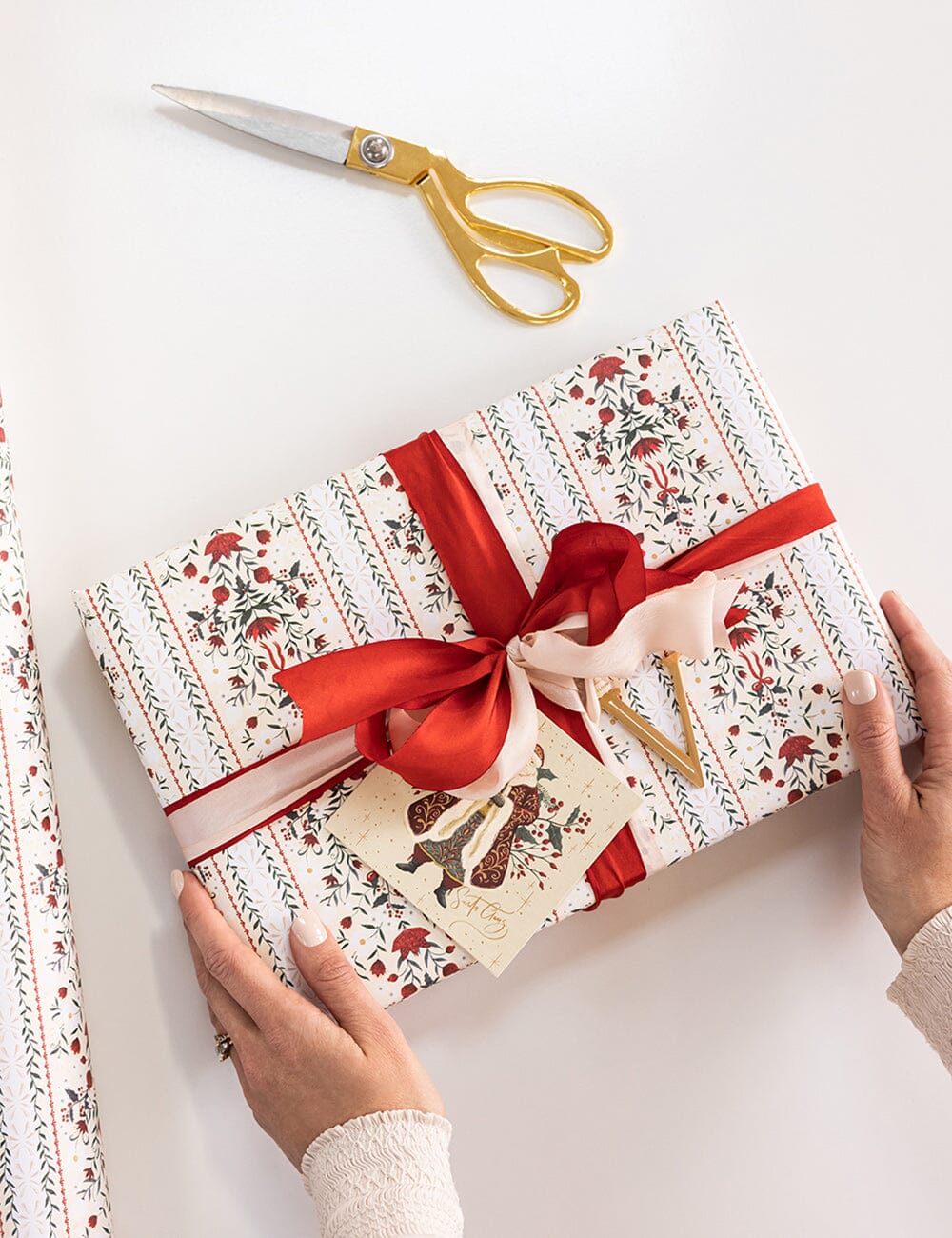 Gift Wrap Roll 30m - Festive Florals Gift Wrapping Bespoke Letterpress