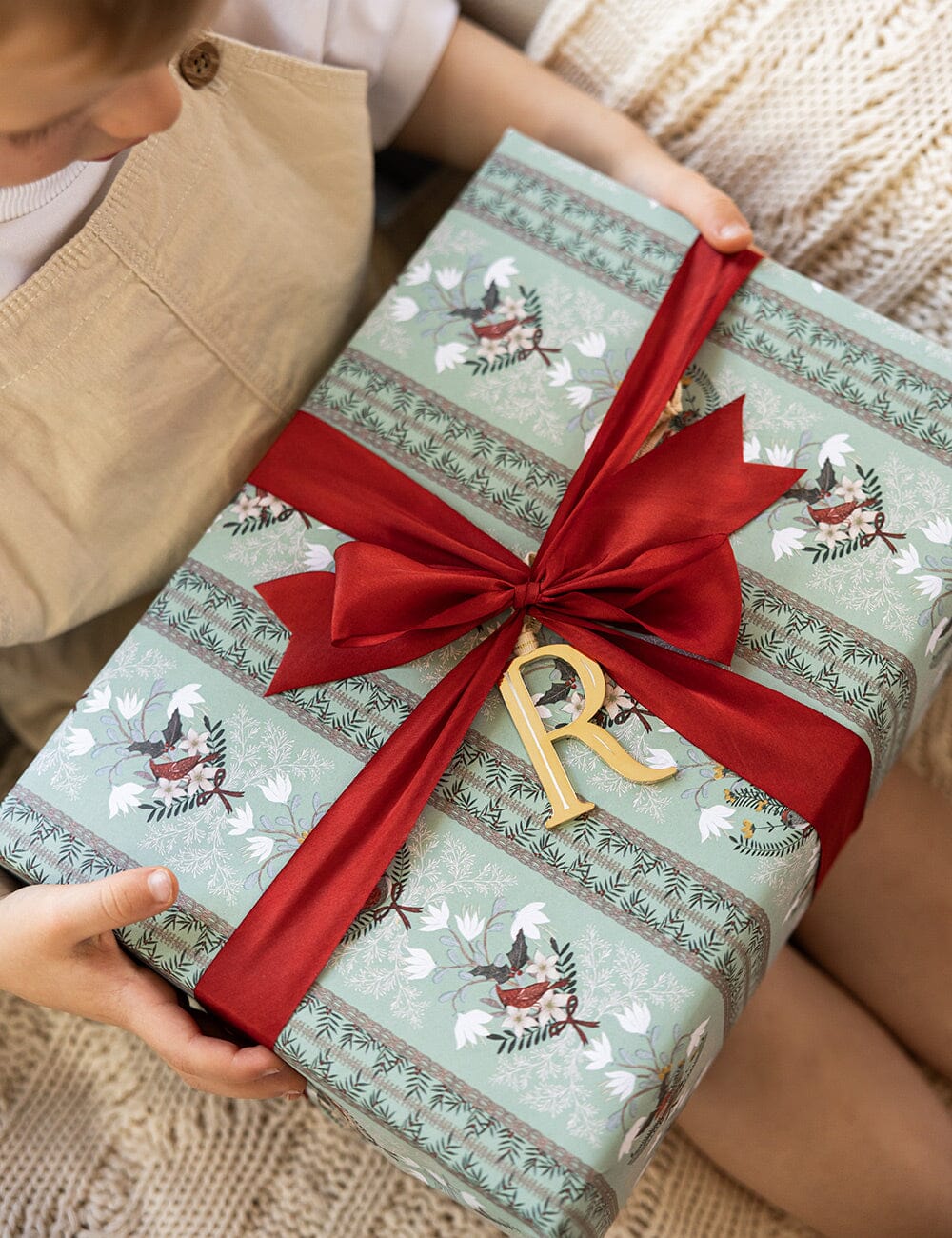 Gift Wrap Roll 30m - Christmas Songbirds Gift Wrapping Bespoke Letterpress