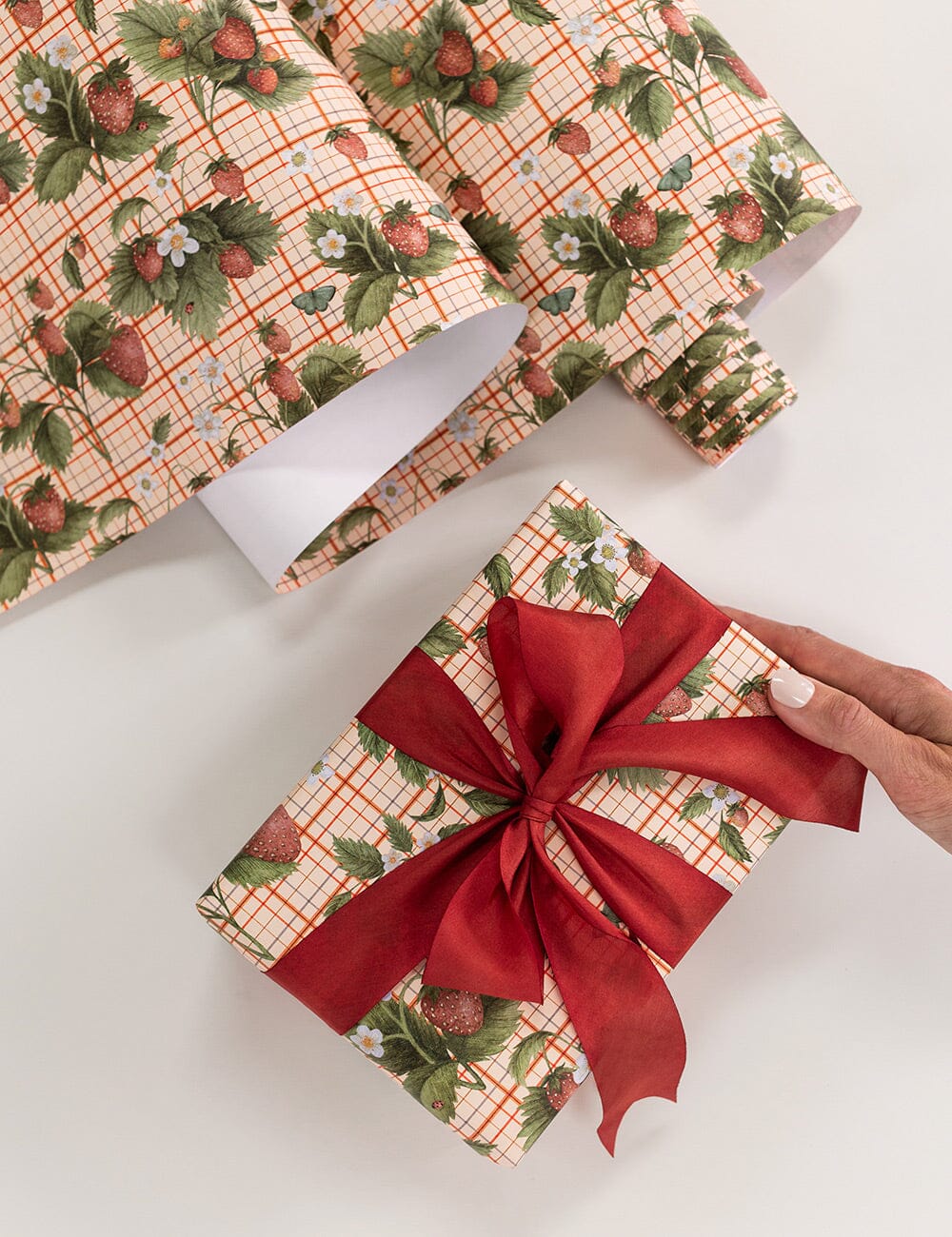 Gift Wrap Roll 3m - Strawberries Gift Wrapping Bespoke Letterpress