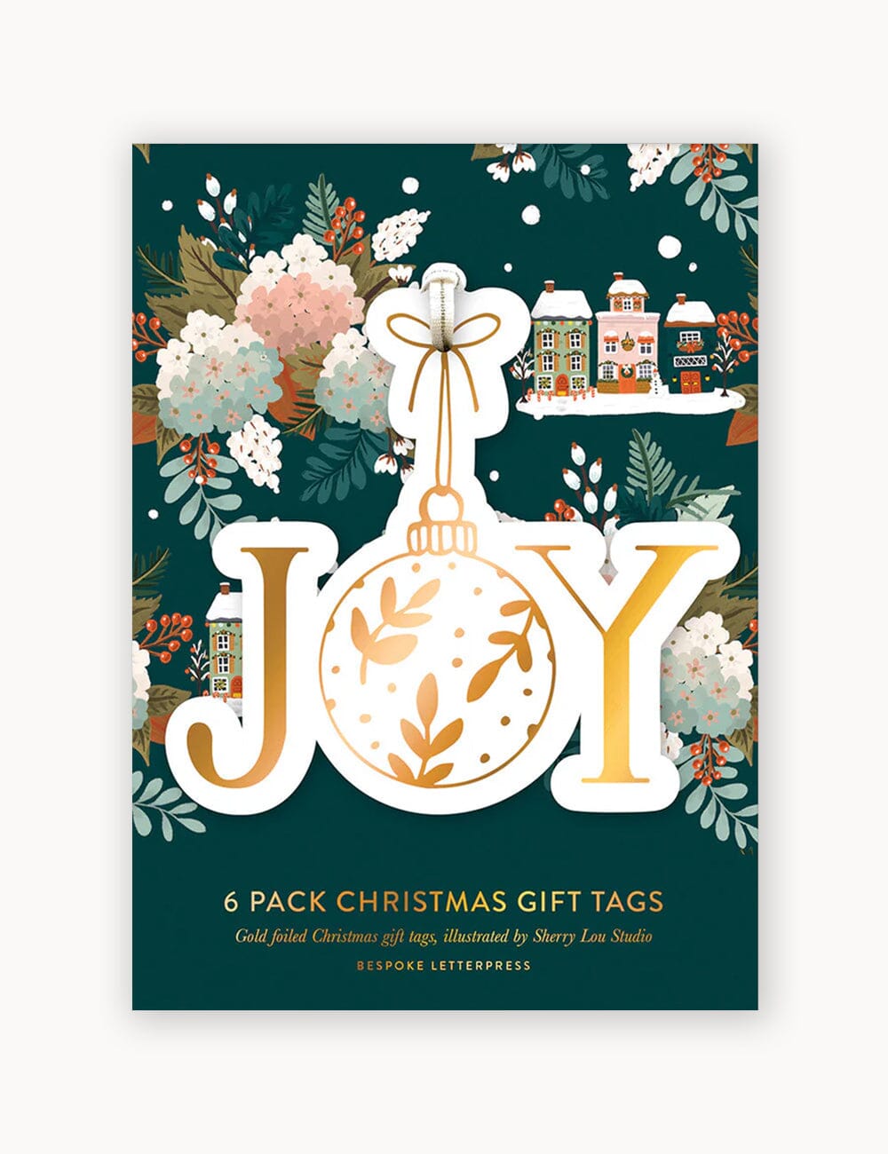 6pk Christmas Gift Tags "Joy" Gift Tags Bespoke Letterpress