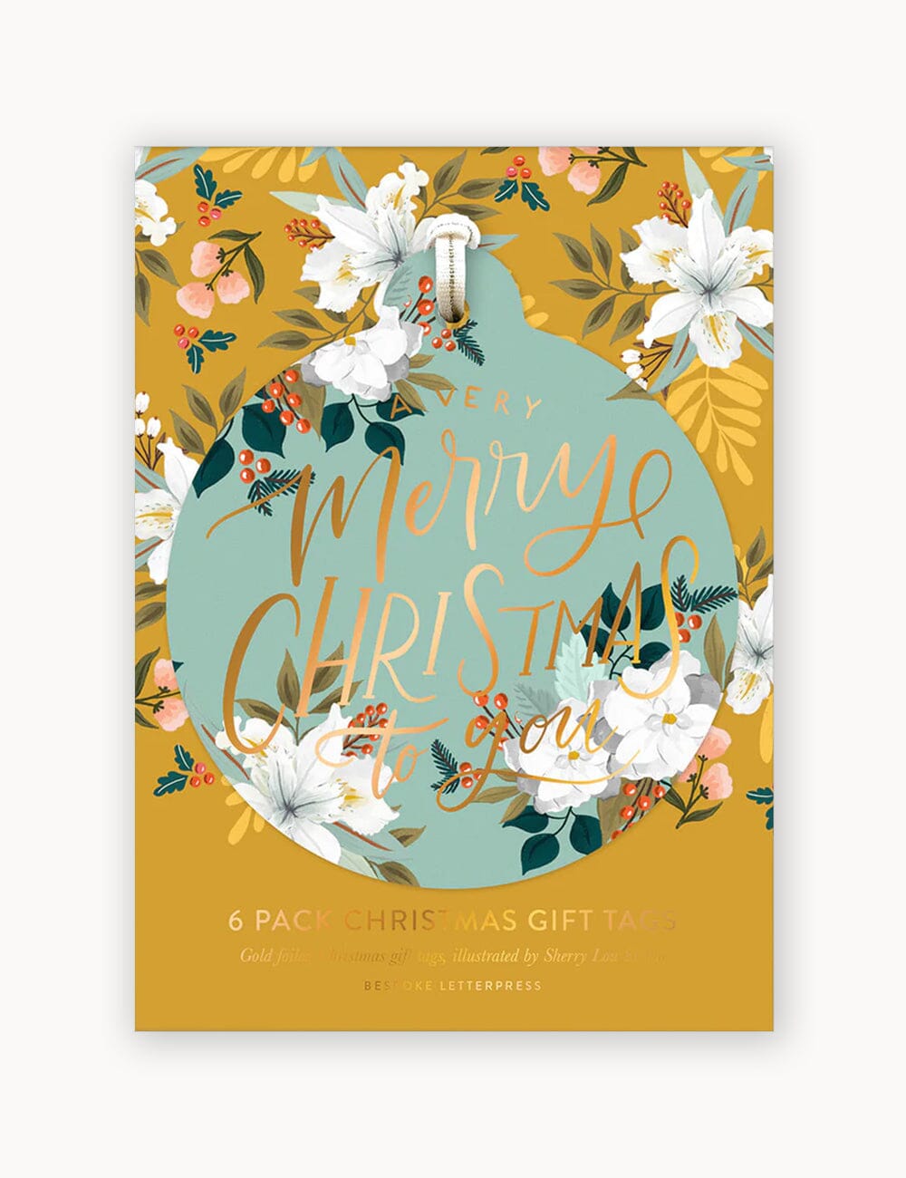 6pk Christmas Gift Tags "A very Merry Christmas to you" Gift Tags Bespoke Letterpress