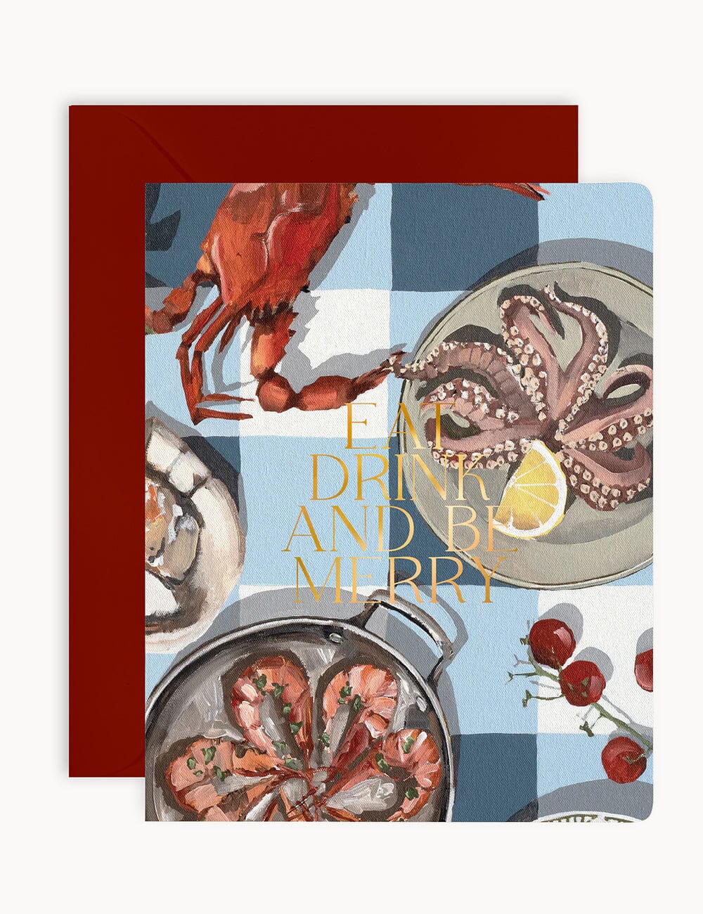 "Eat, Drink and Be Merry" Christmas Card Greeting Cards Bespoke Letterpress
