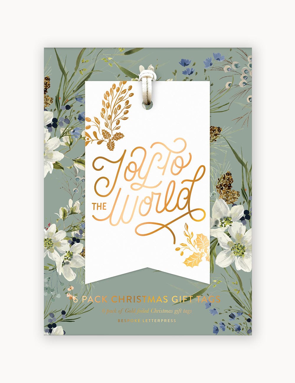 6pk Christmas Gift Tags "Joy to the World" (Flag) Gift Tags Bespoke Letterpress