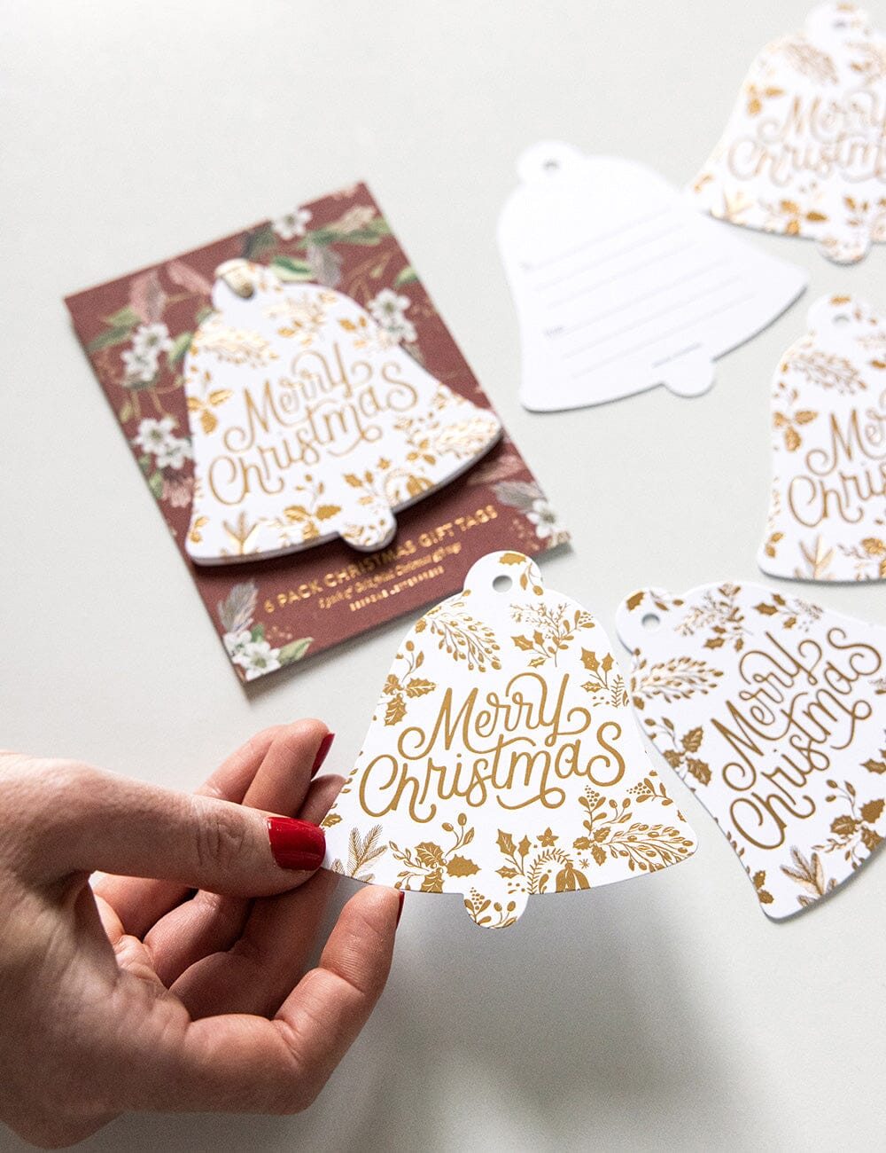 6pk Christmas Gift Tags "Merry Christmas" (Bell) Gift Tags Bespoke Letterpress