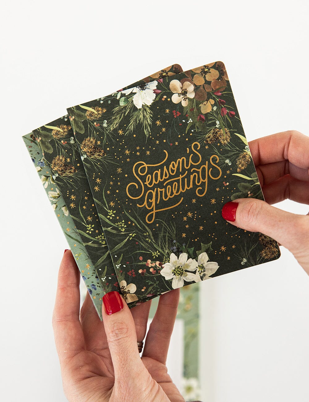 "Season's Greetings" Green Christmas Card Greeting Cards Bespoke Letterpress