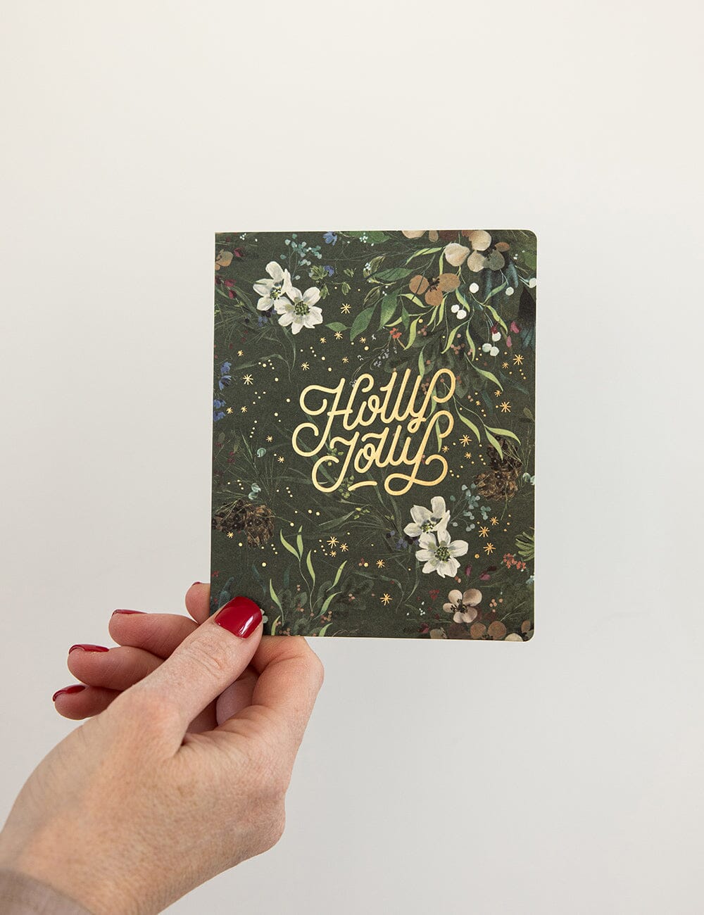 "Holly Jolly" Green Christmas Card Greeting Cards Bespoke Letterpress