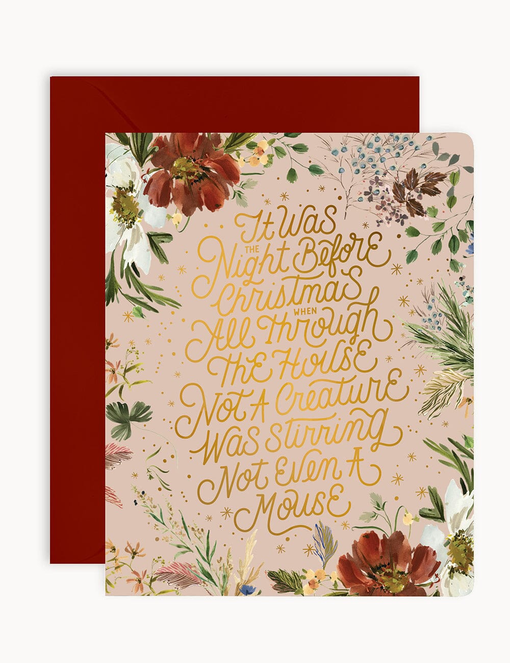 "It was the night before Christmas" Blush Christmas Card Greeting Cards Bespoke Letterpress