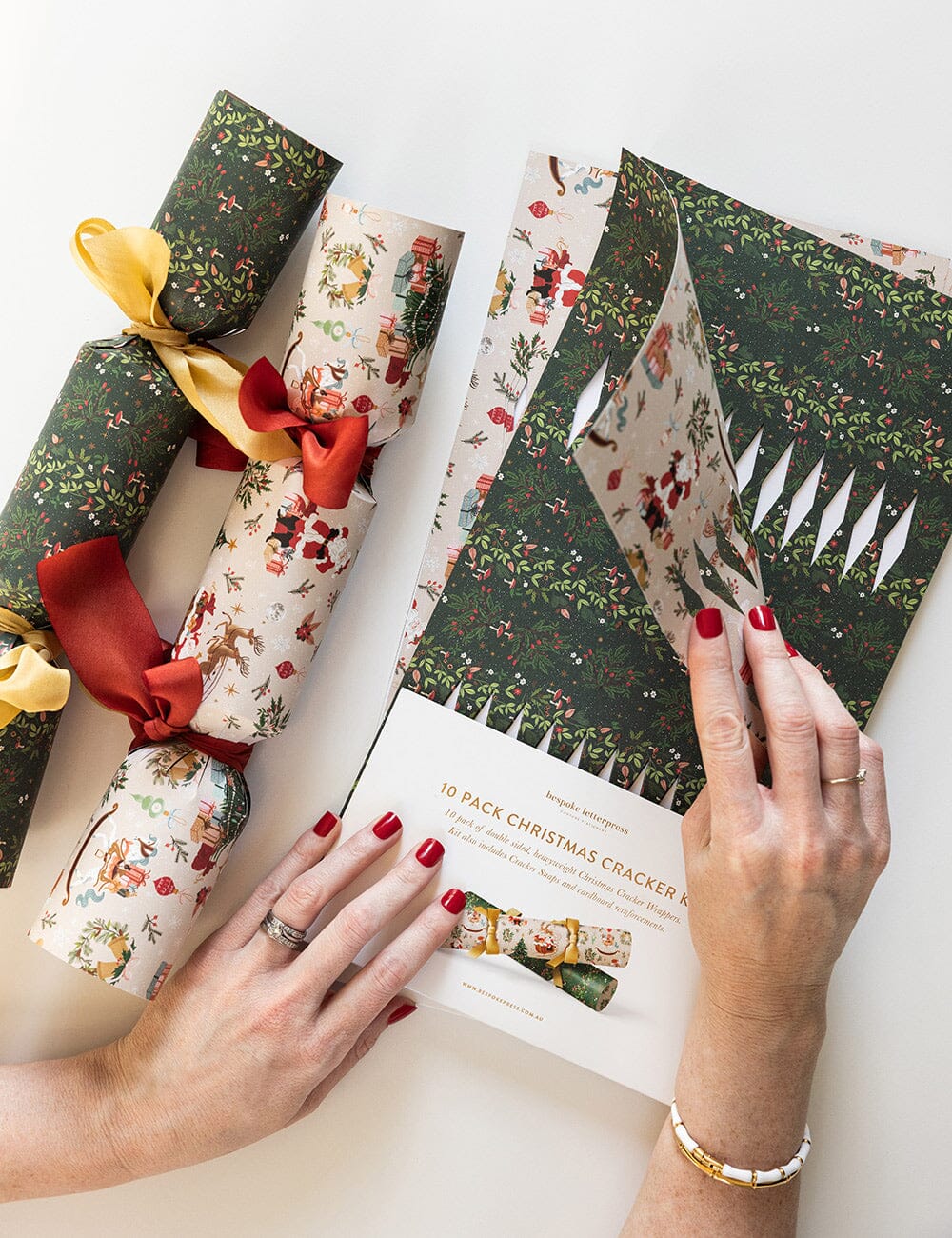 10 Pack Christmas Cracker Kit - Jolly Santa Christmas Crackers Bespoke Letterpress