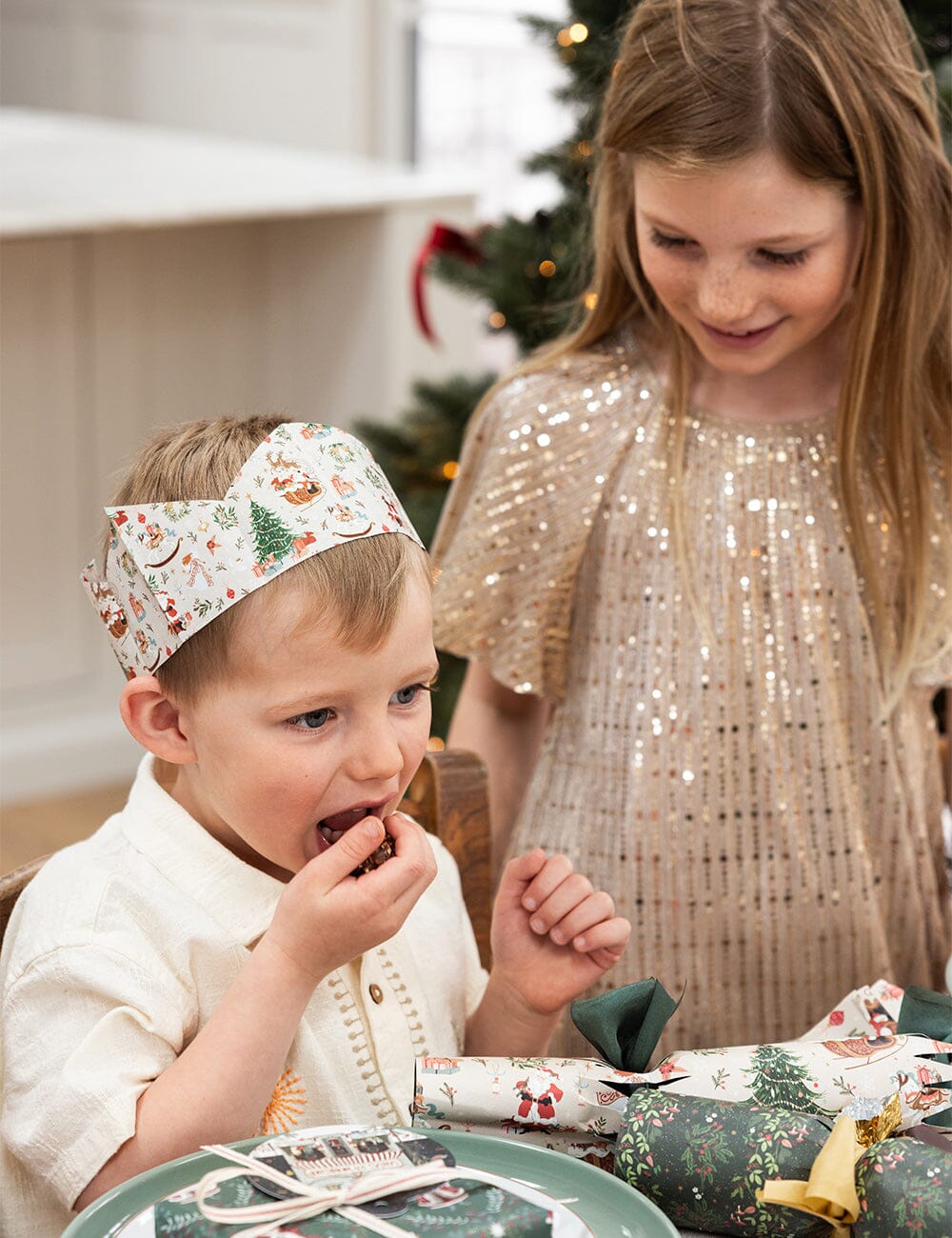10 Pack Christmas Paper Crown Hats - Jolly Santa