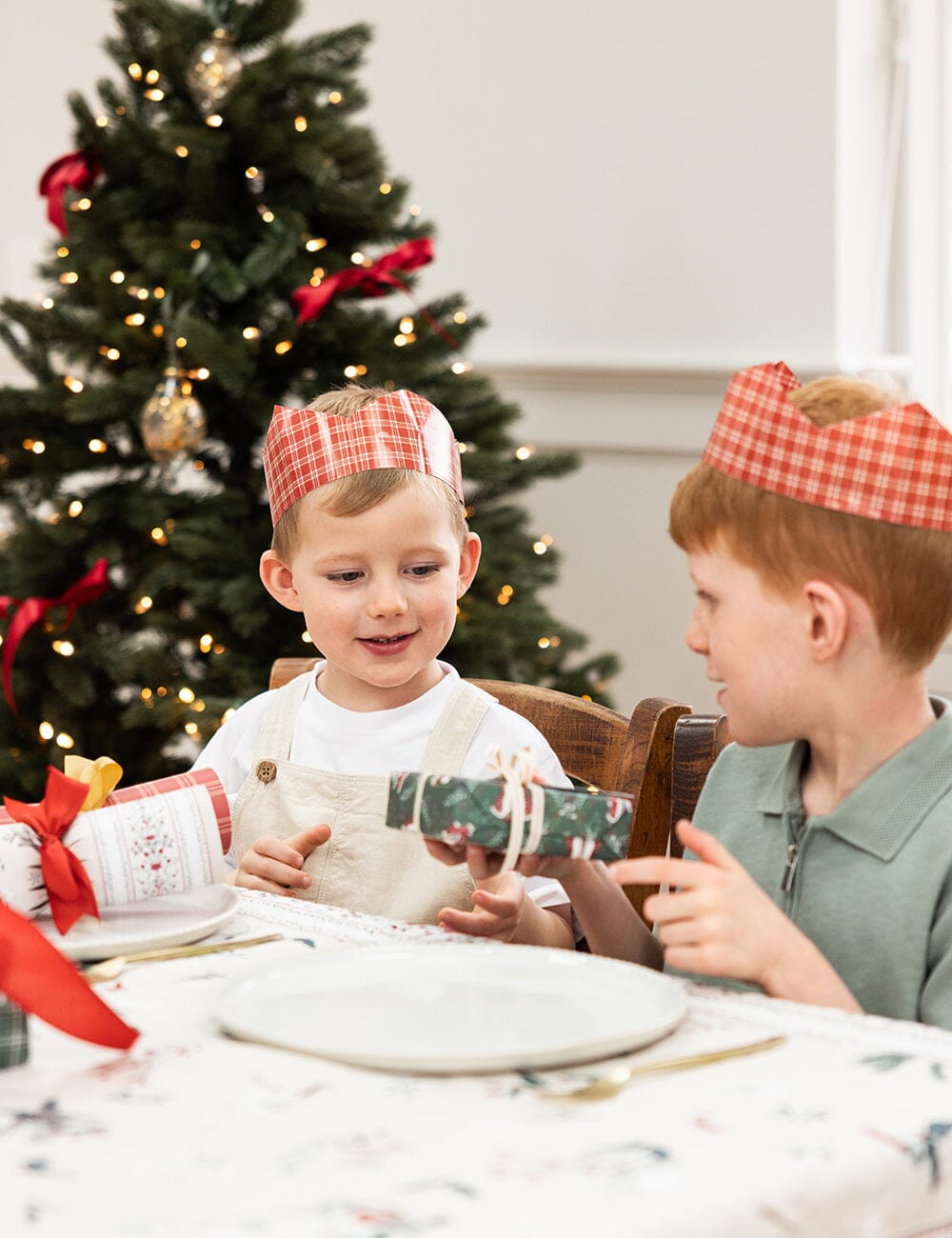 10 Pack Christmas Paper Crown Hats - Heirloom Holly Christmas Christmas Crackers Bespoke Letterpress