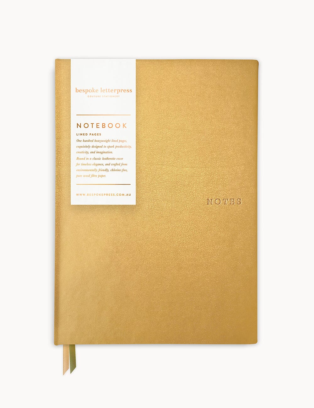 Classic Notebook - Gold (Lined) Notebooks Bespoke Letterpress