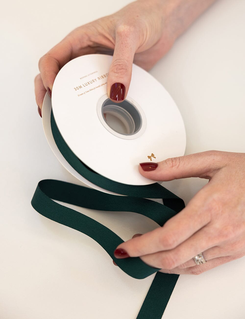 Spruce Green Cotton Ribbon 30 Meters Cotton Ribbon Bespoke Letterpress