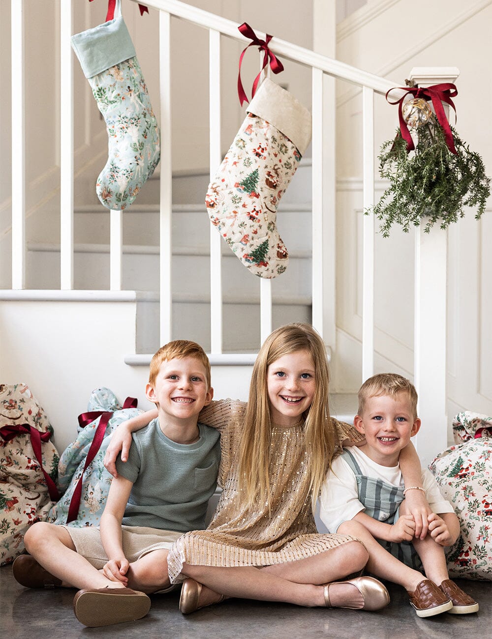 Jolly Santa Sleigh Heirloom Christmas Stocking