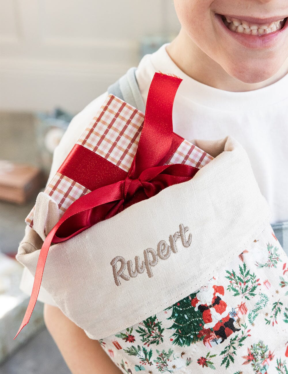Jolly Santa Sleigh Heirloom Christmas Stocking