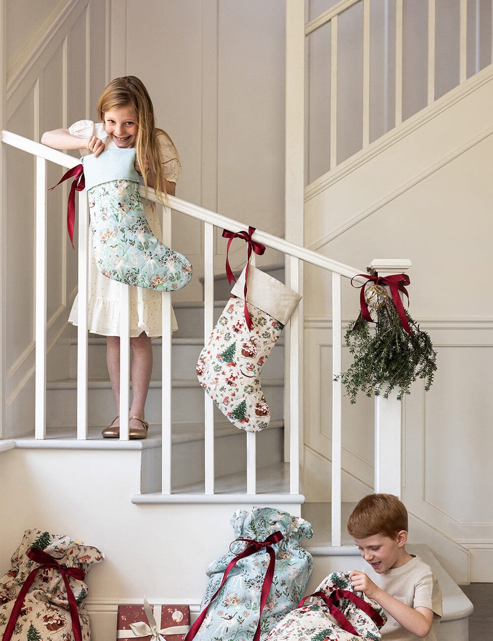 Jolly Santa Sleigh Heirloom Christmas Stocking