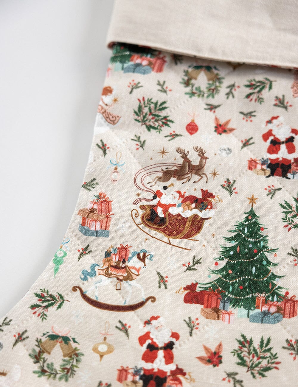 Jolly Santa Sleigh Heirloom Christmas Stocking