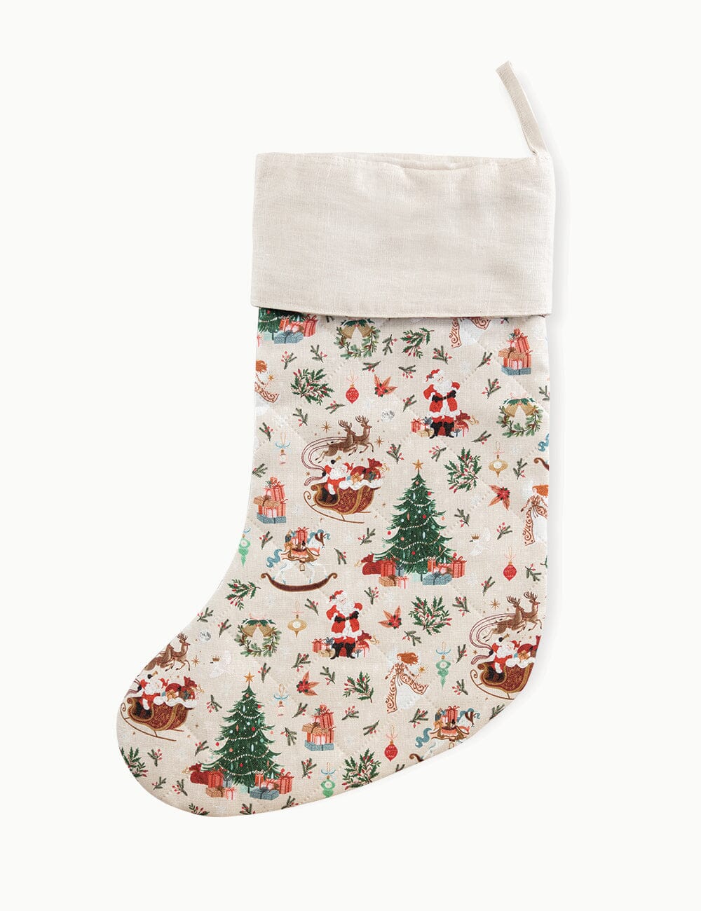 Jolly Santa Sleigh Heirloom Christmas Stocking