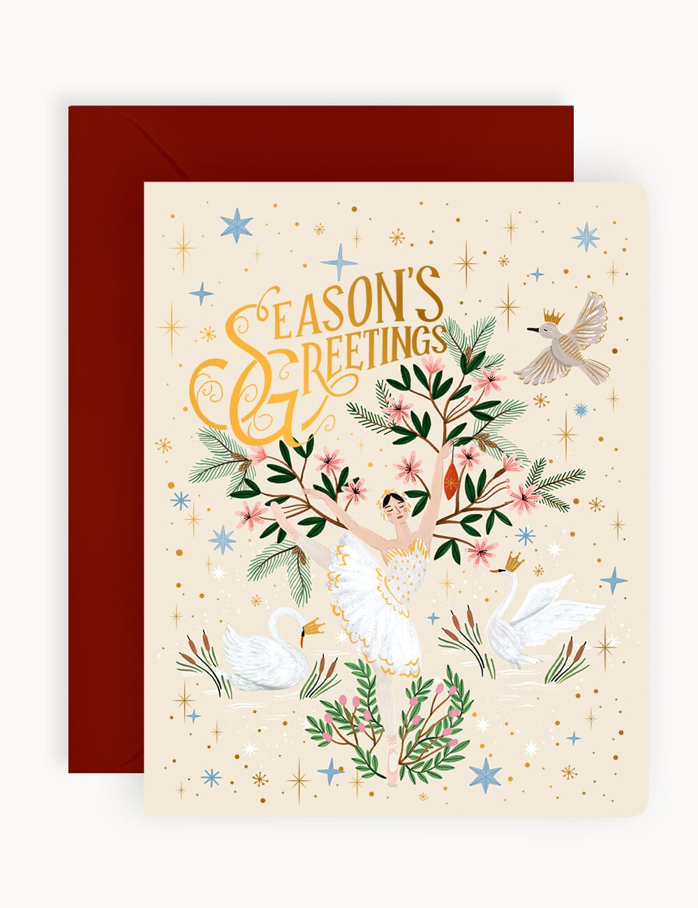 "Seasons Greetings" Christmas Card (Winter's Woodland Ballet) Greeting Cards Bespoke Letterpress