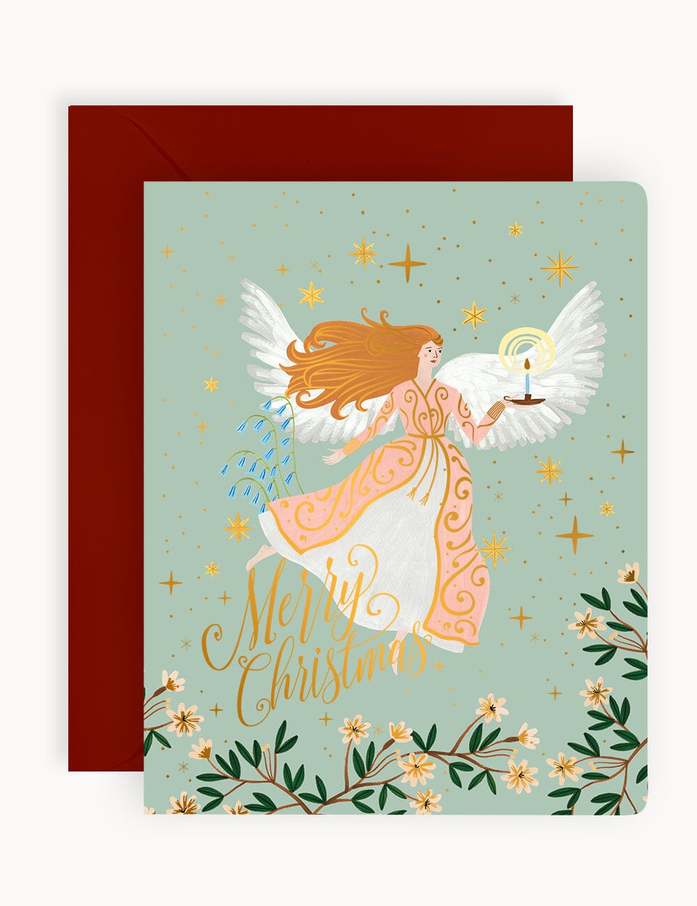 "Merry Christmas" Christmas Card (Angel) Greeting Cards Bespoke Letterpress
