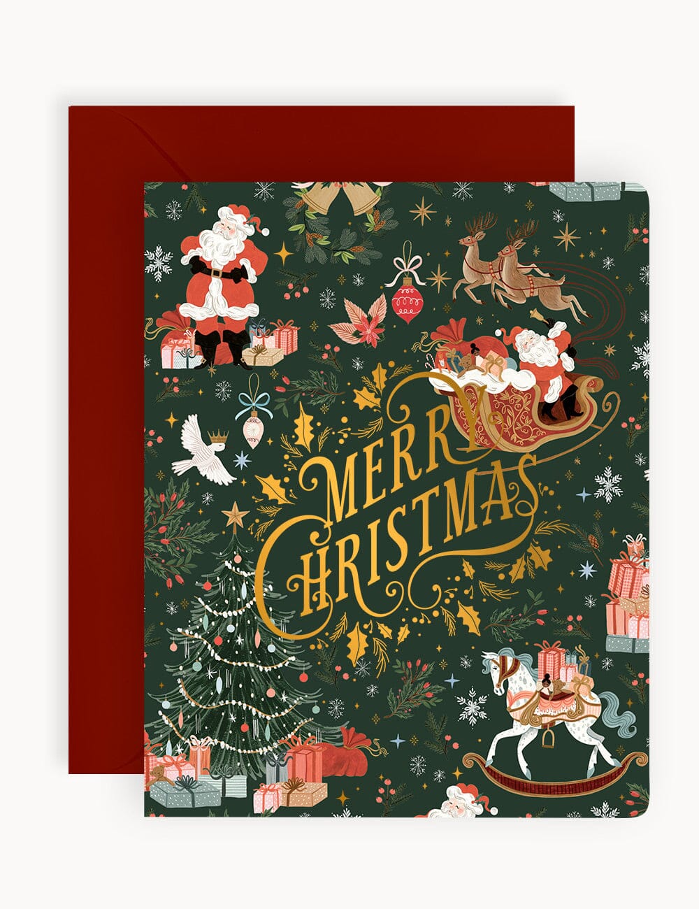 "Merry Christmas" Christmas Card (Jolly Santa) Greeting Cards Bespoke Letterpress