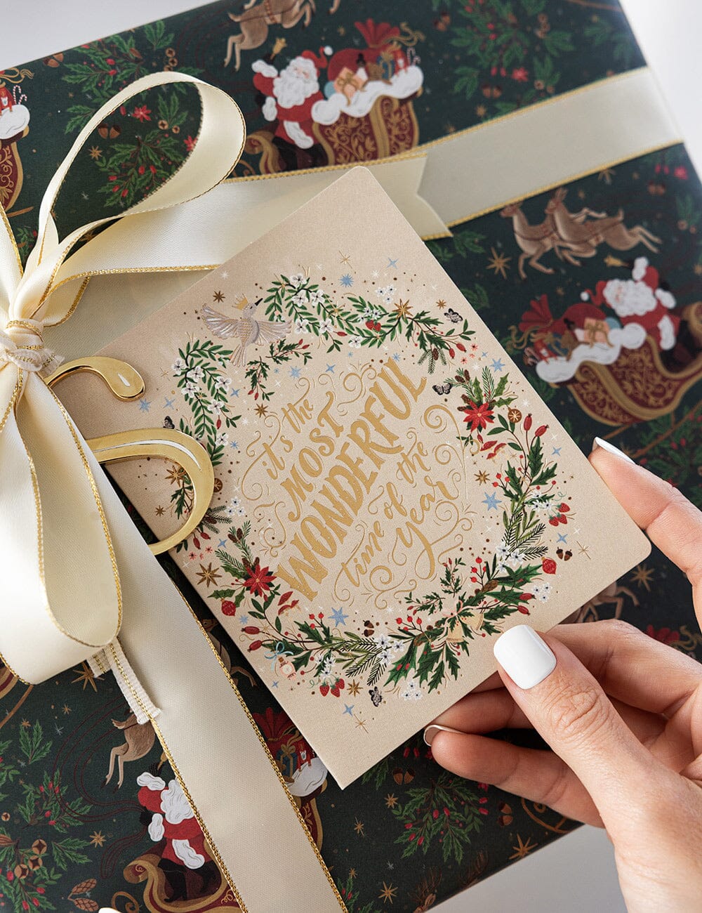 "It's the most wonderful time of the year" Christmas Card (Wreath) Greeting Cards Bespoke Letterpress