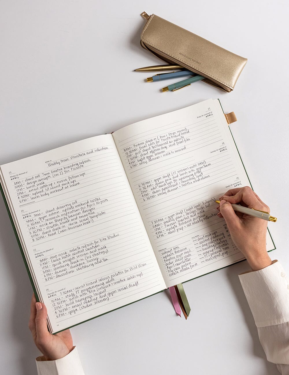 2026 Desktop A4 Linen Bound Planner - Finch