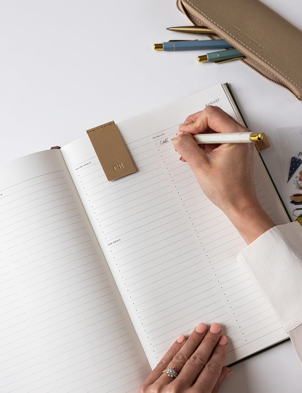 2026 Desktop A4 Linen Bound Planner - Finch