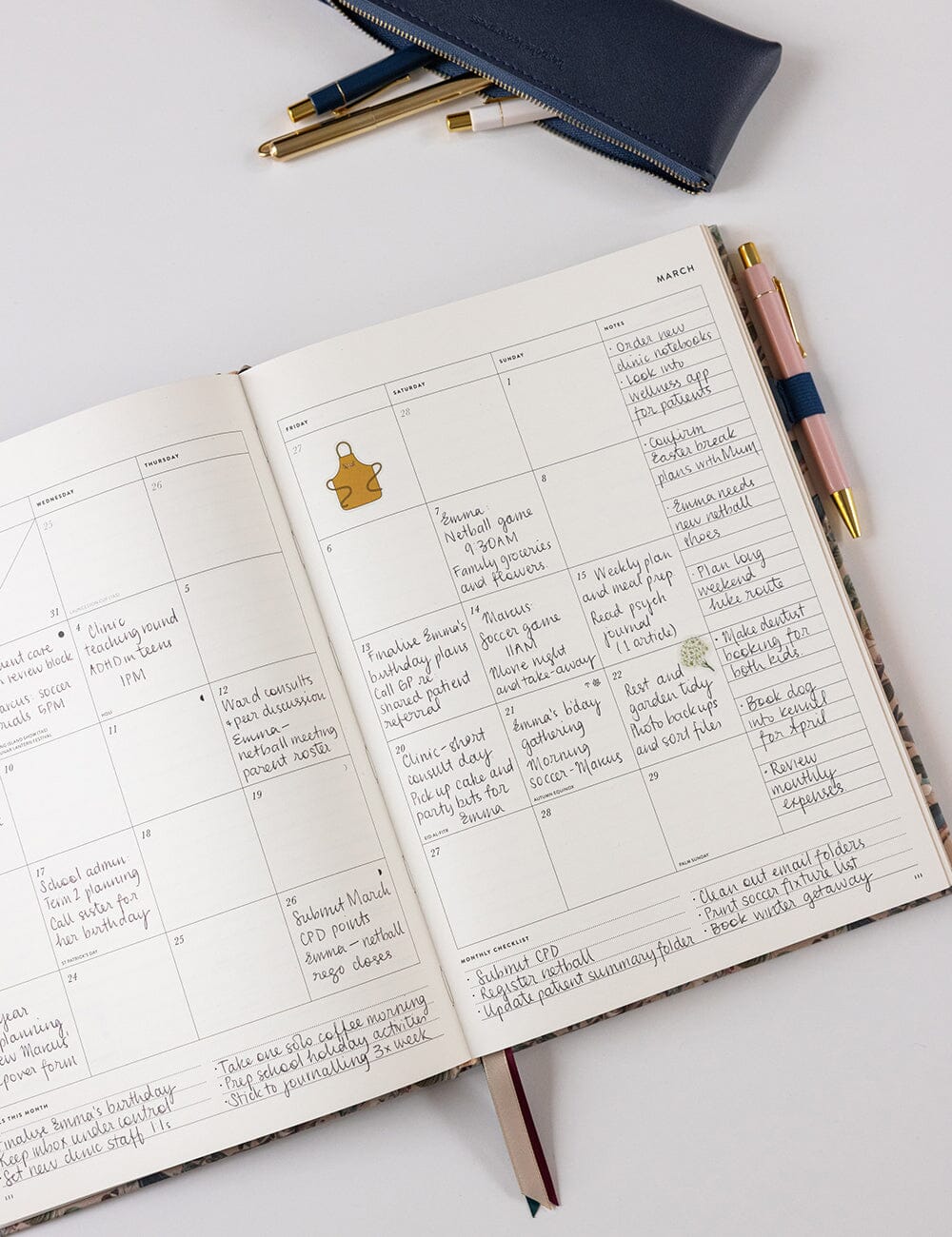 2026 Desktop A4 Linen Bound Planner - Botanical Grove