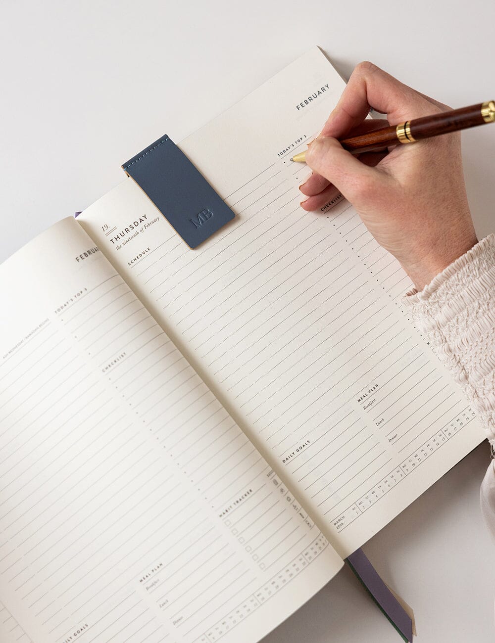 2026 Day to a Page Large Linen Bound Planner - Indigo Haven