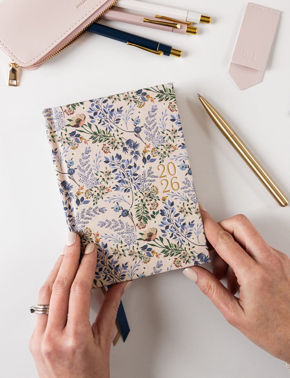 2026 Day to a Page Linen Bound Planner - Bluebuds
