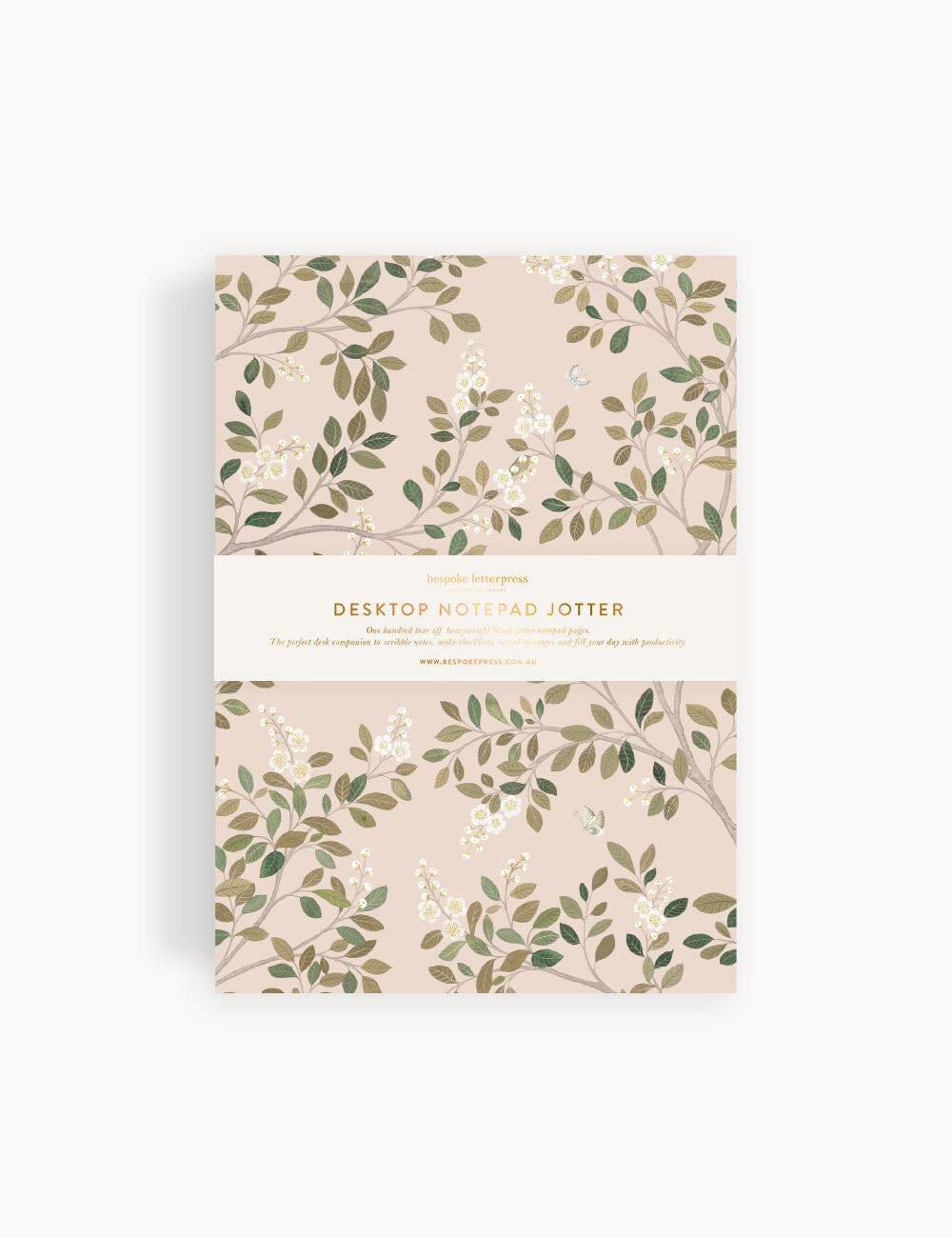 White Blossoms Notepad Jotter Jotters Bespoke Letterpress