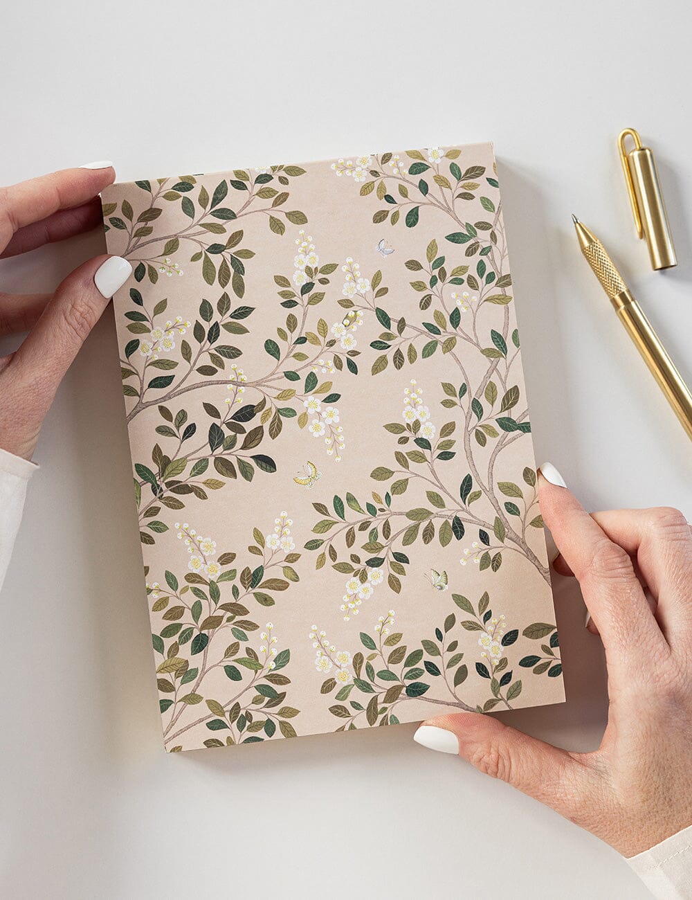 White Blossoms Notepad Jotter Jotters Bespoke Letterpress