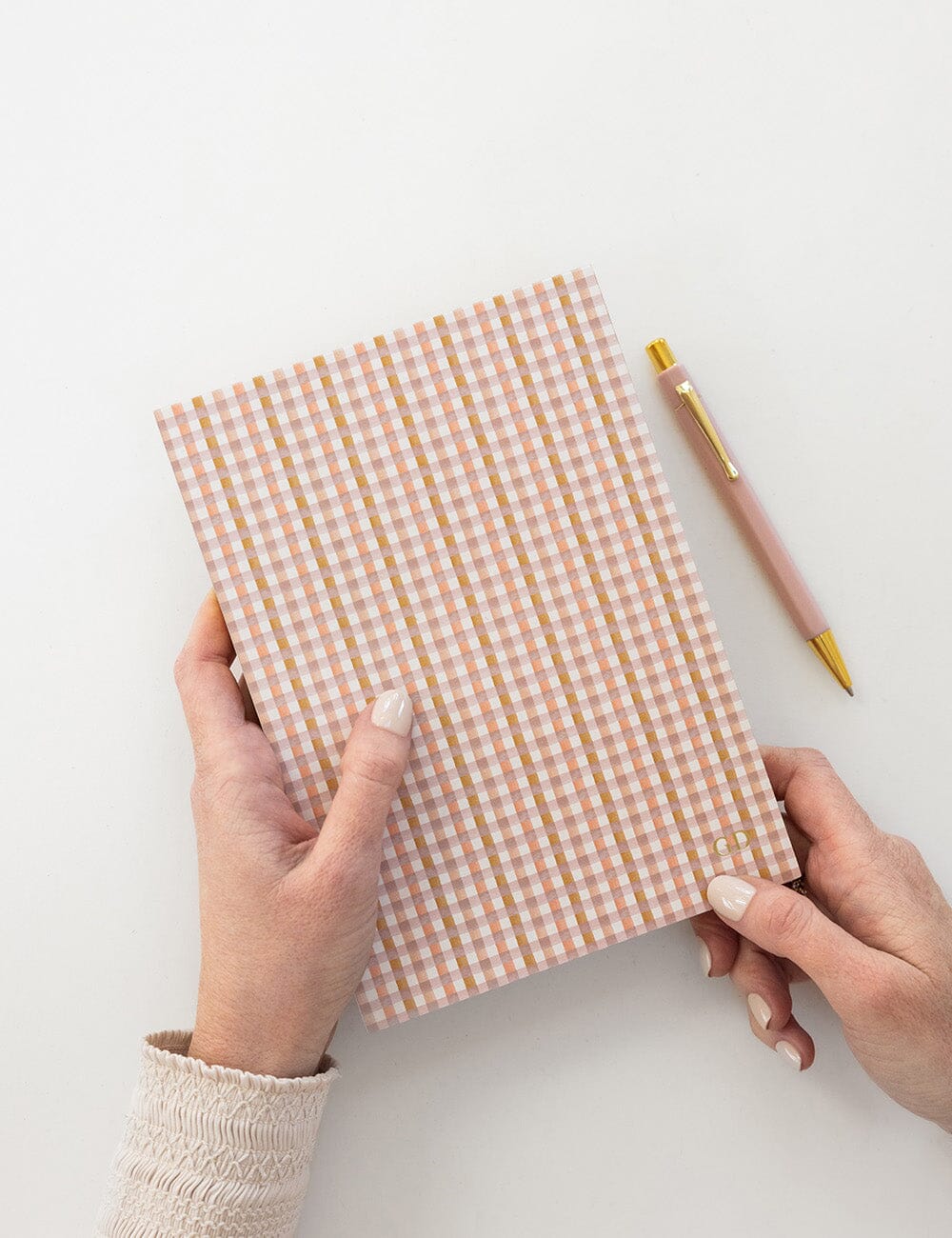 Primrose Gingham Notepad Desktop Jotter Jotters Bespoke Letterpress