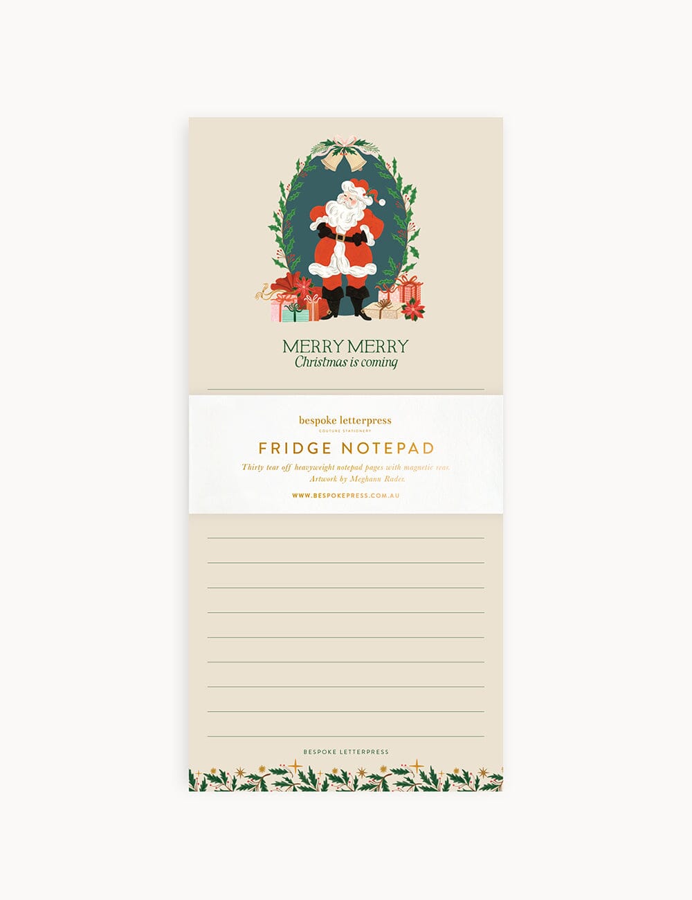Christmas is Coming Shopping List DL Notepad Notebooks Bespoke Letterpress