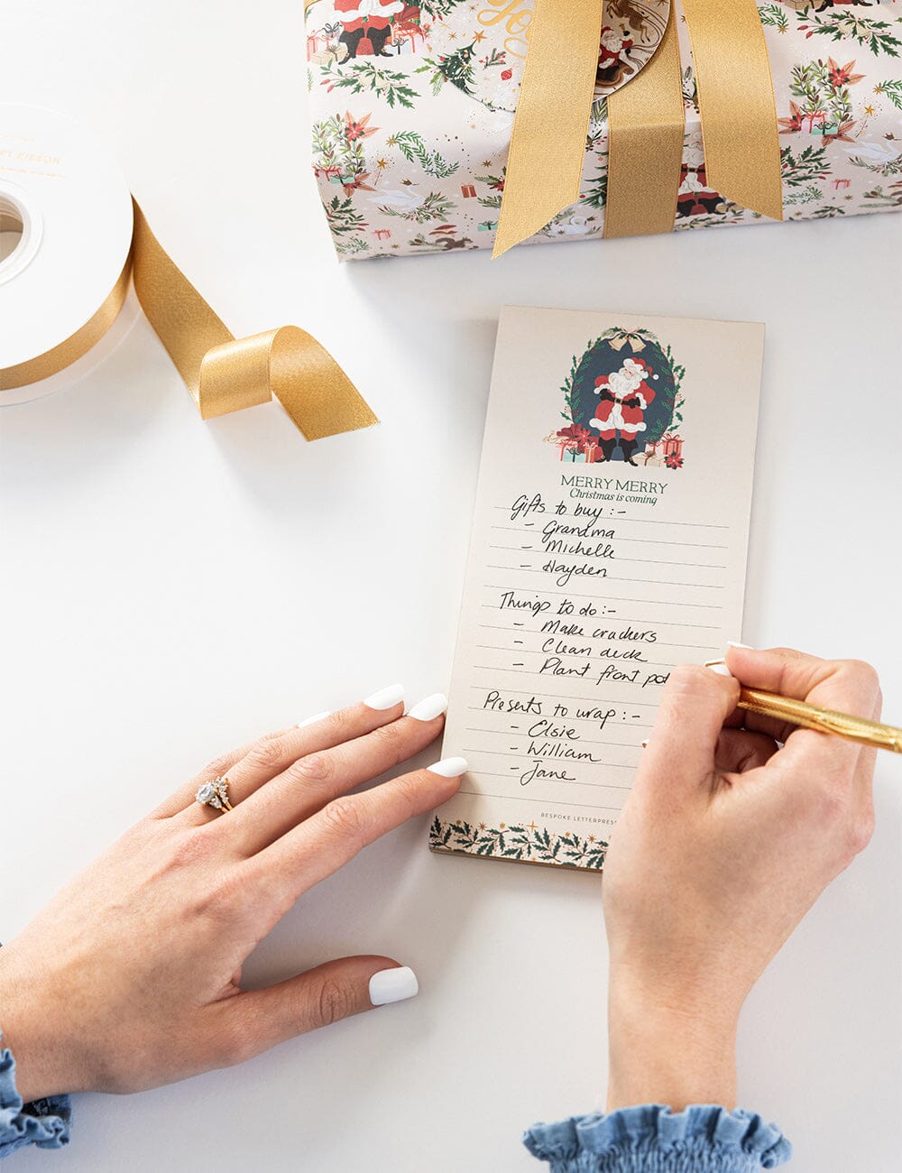 Christmas is Coming Shopping List DL Notepad Notebooks Bespoke Letterpress