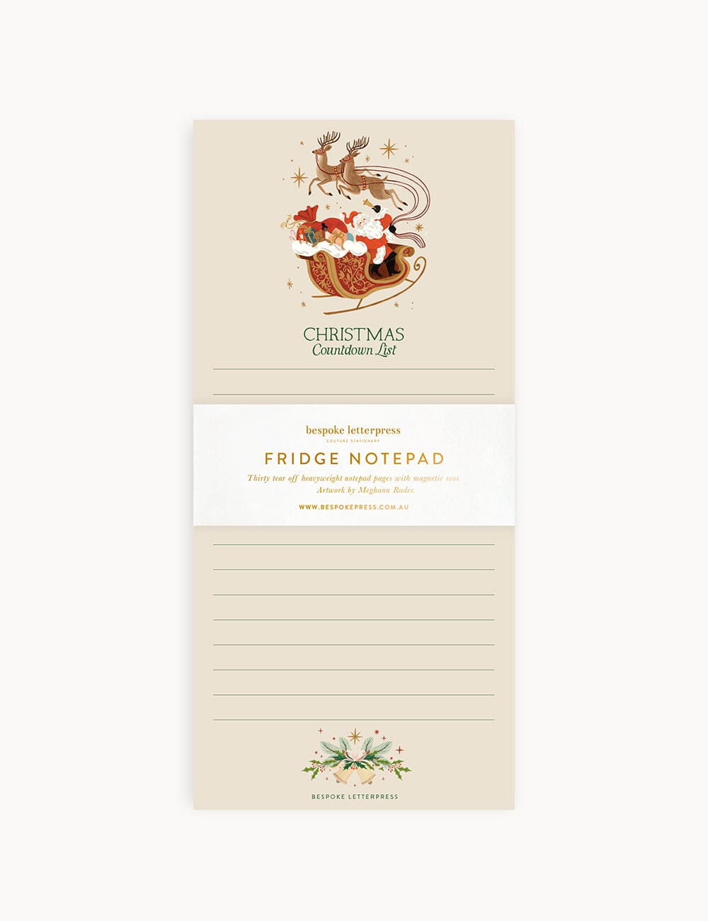 Christmas Countdown Shopping List DL Notepad Notebooks Bespoke Letterpress
