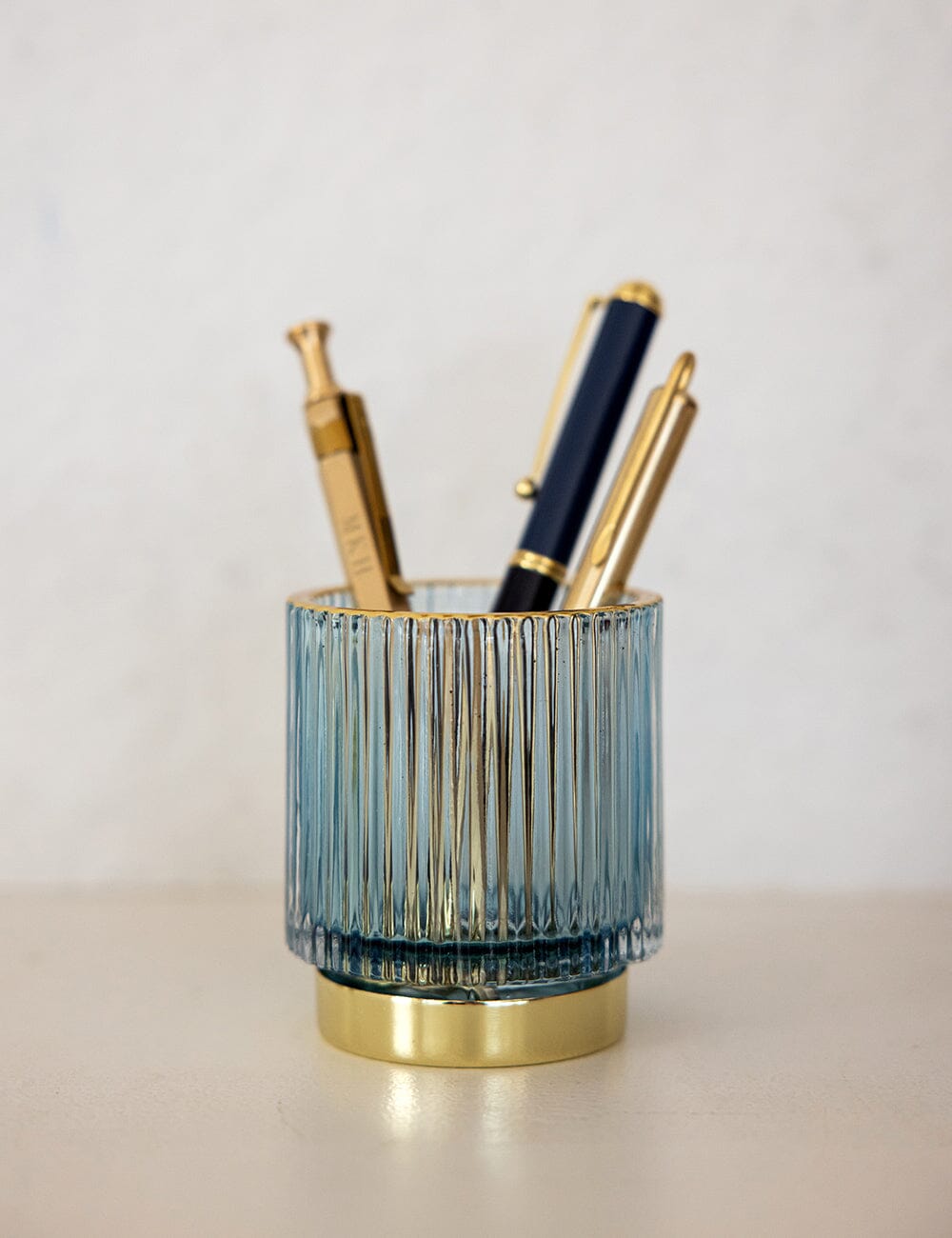 Pen Organiser - Casper Blue Glass Desktop Organisers Bespoke Letterpress