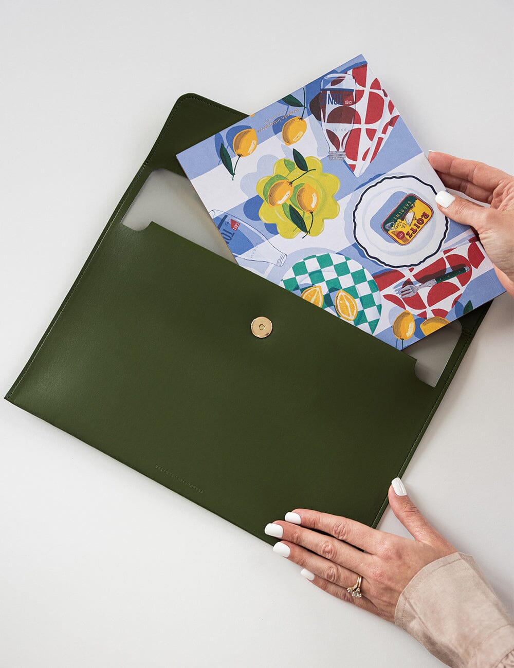 Document Wallet A4 - Olive Document Wallet Bespoke Letterpress