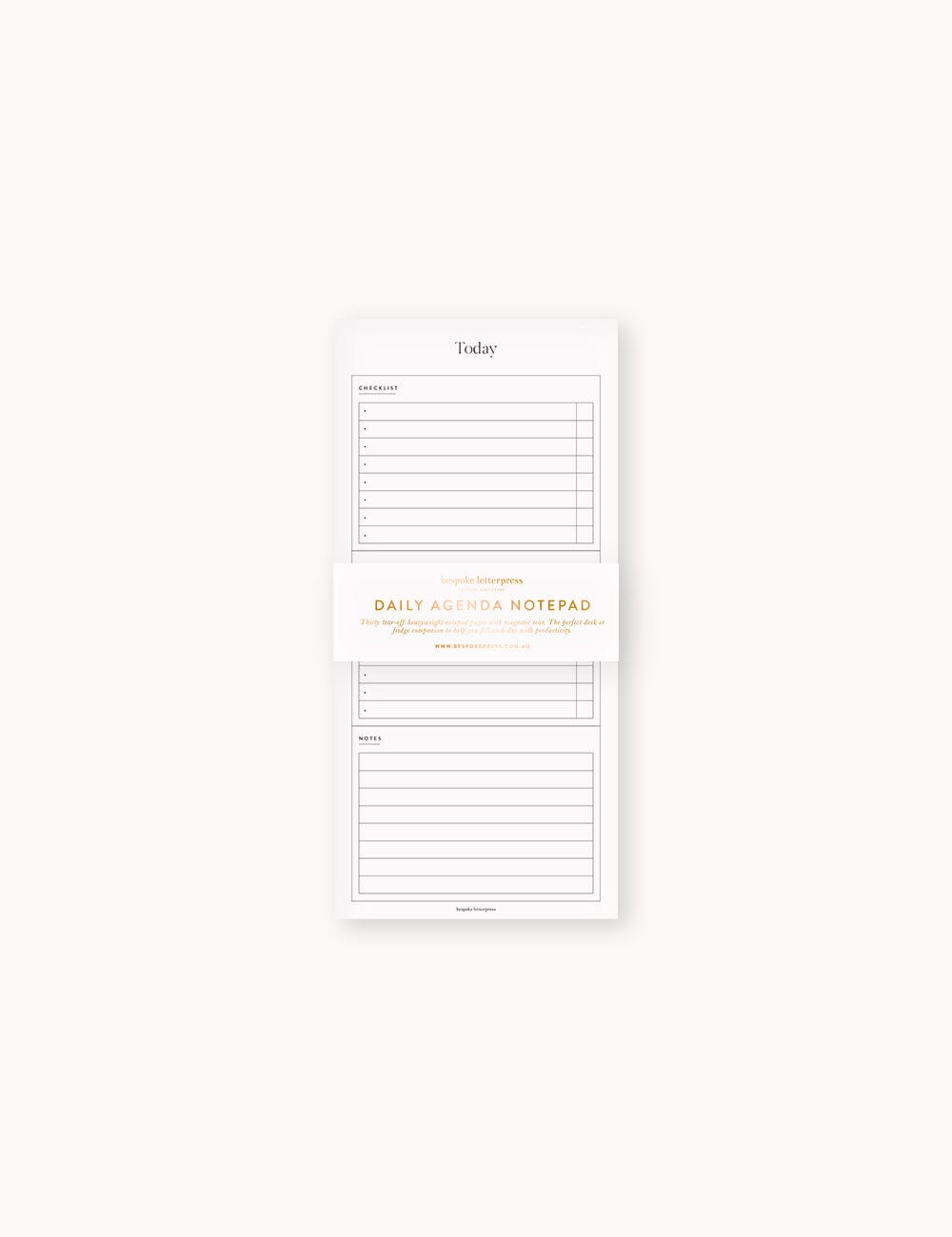 Daily Agenda Fridge Notepad Notebooks Bespoke Letterpress