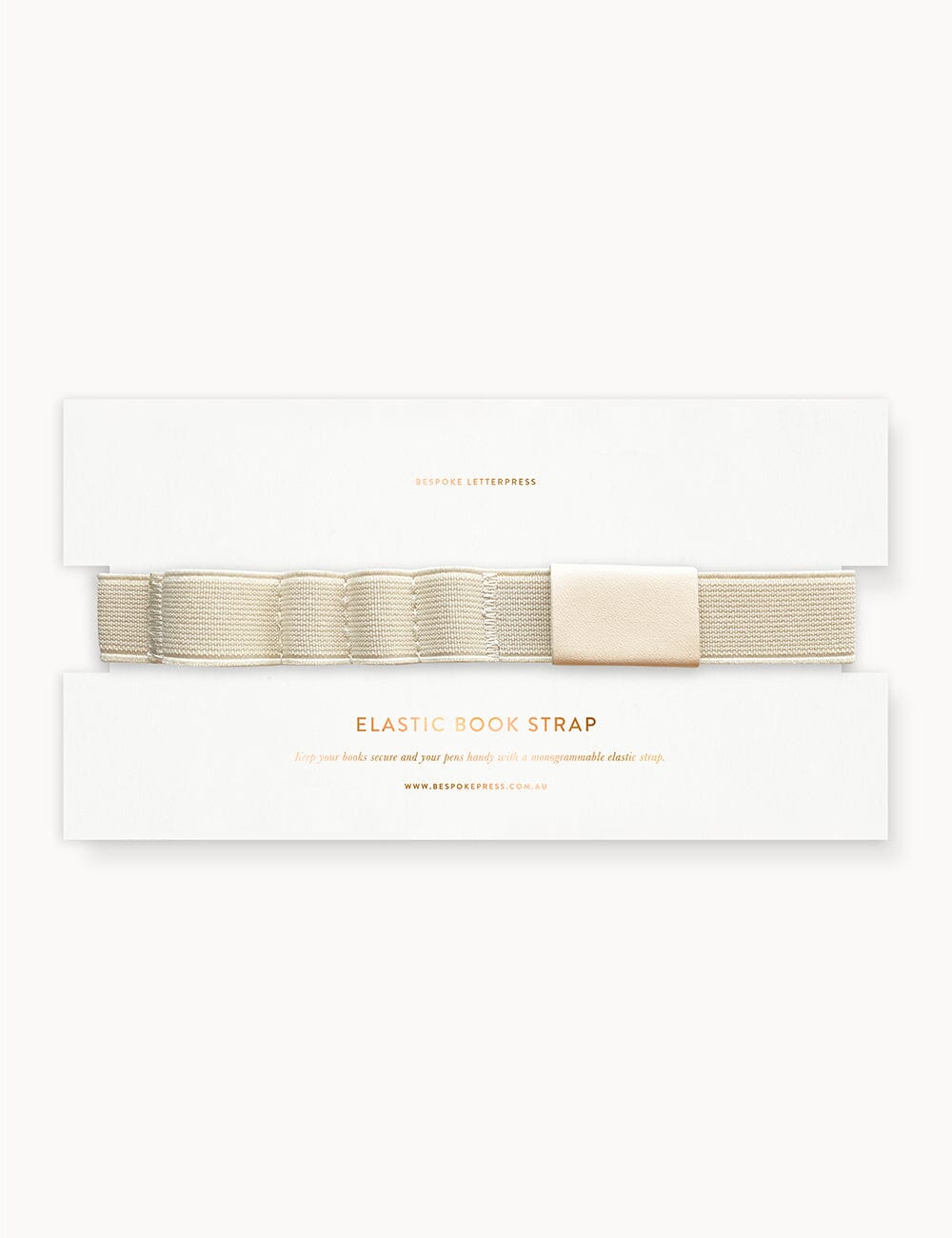 Elastic Book Strap - Ivory Elastic Pen Loops Bespoke Letterpress
