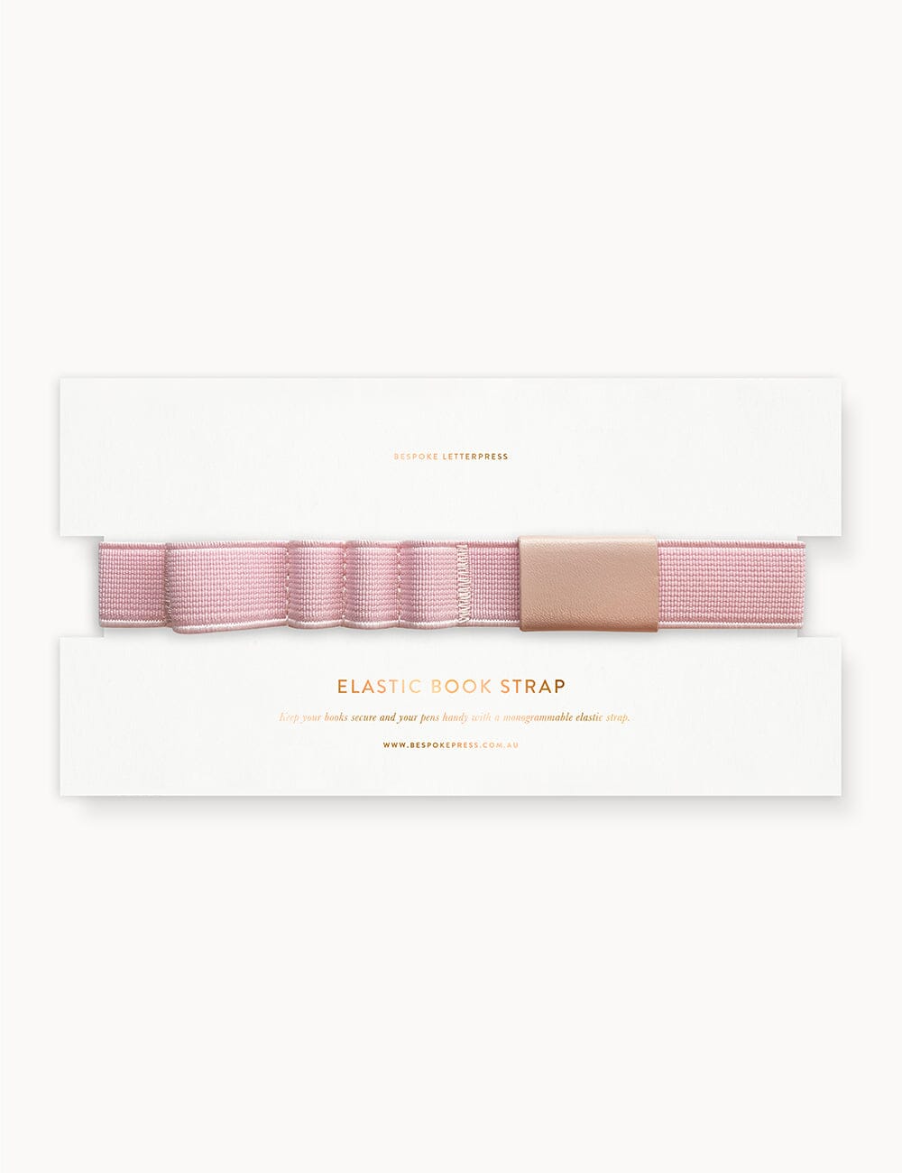 Elastic Book Strap - Pale Pink Elastic Pen Loops Bespoke Letterpress