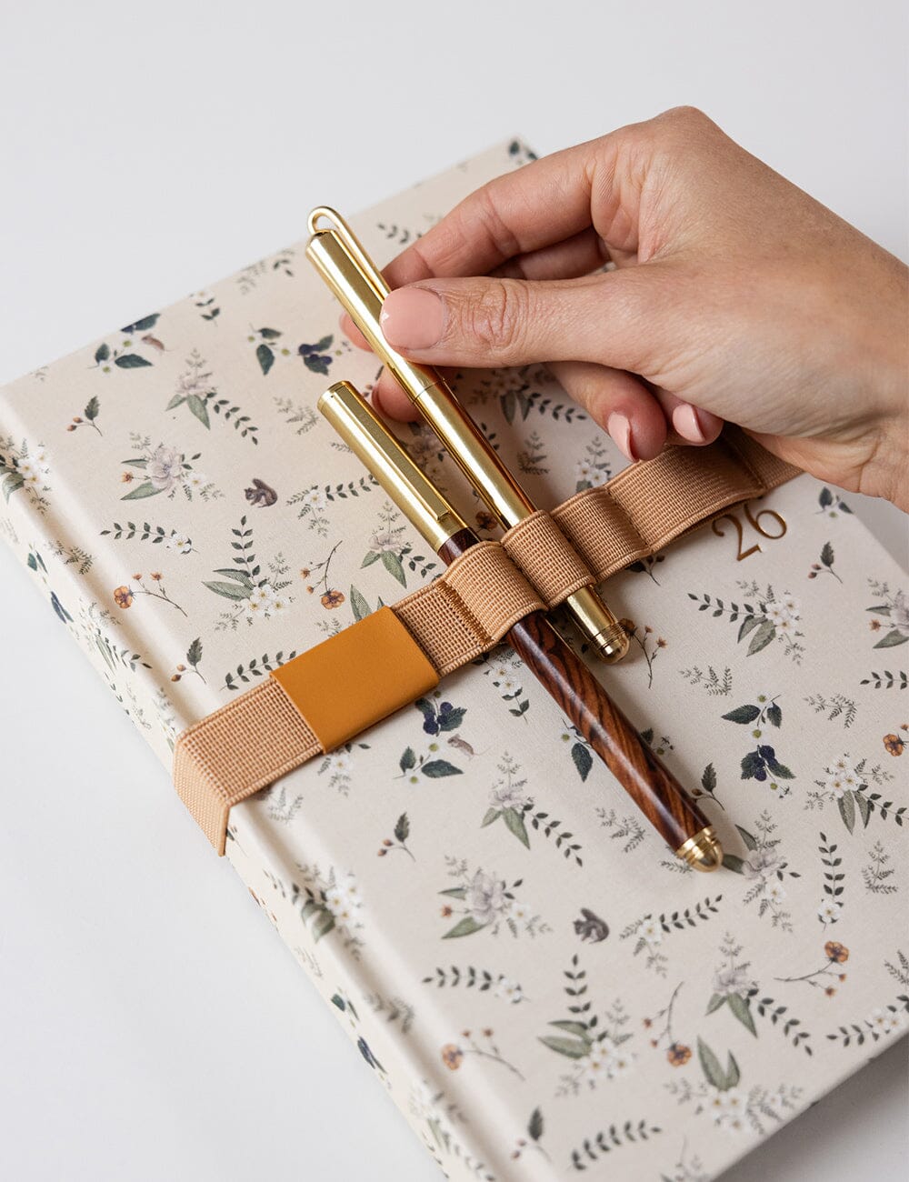 Elastic Book Strap - Mustard Elastic Pen Loops Bespoke Letterpress