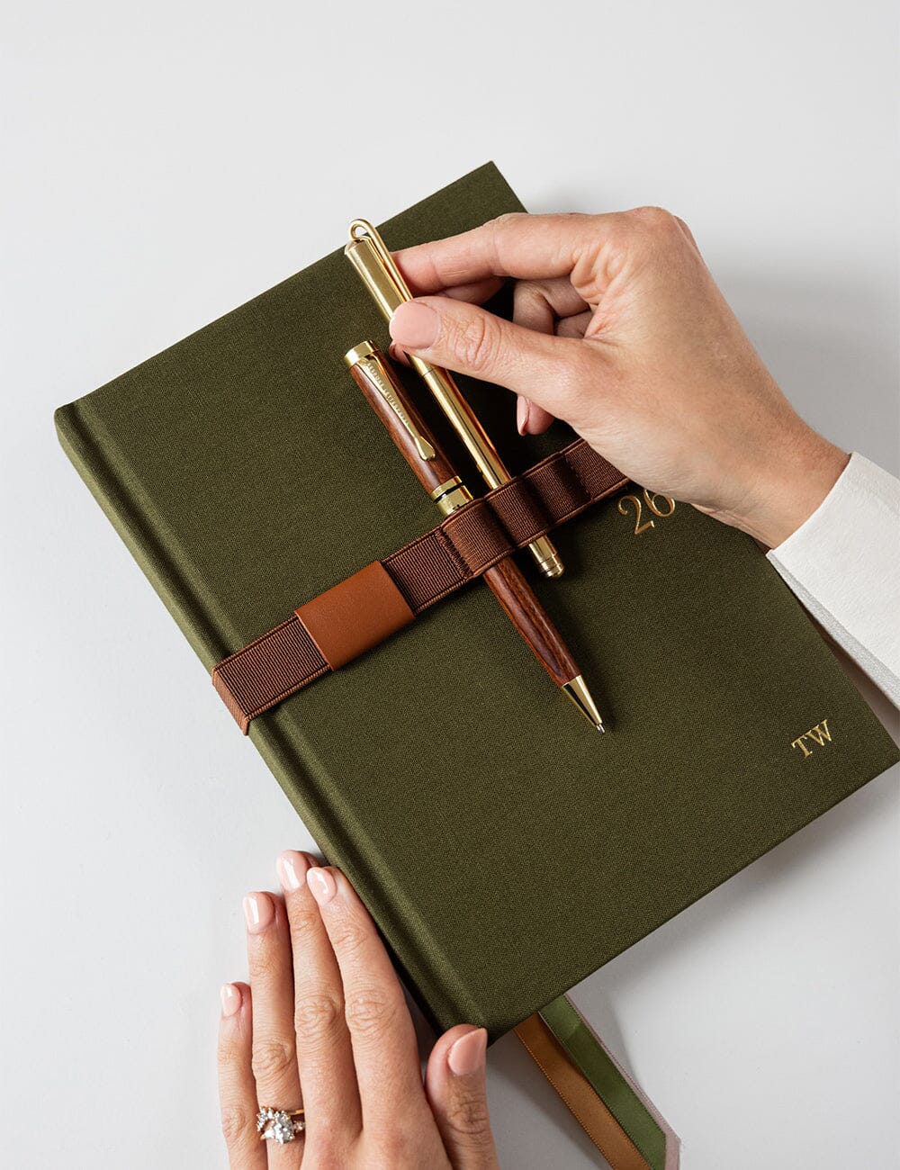 Elastic Book Strap - Espresso Elastic Pen Loops Bespoke Letterpress
