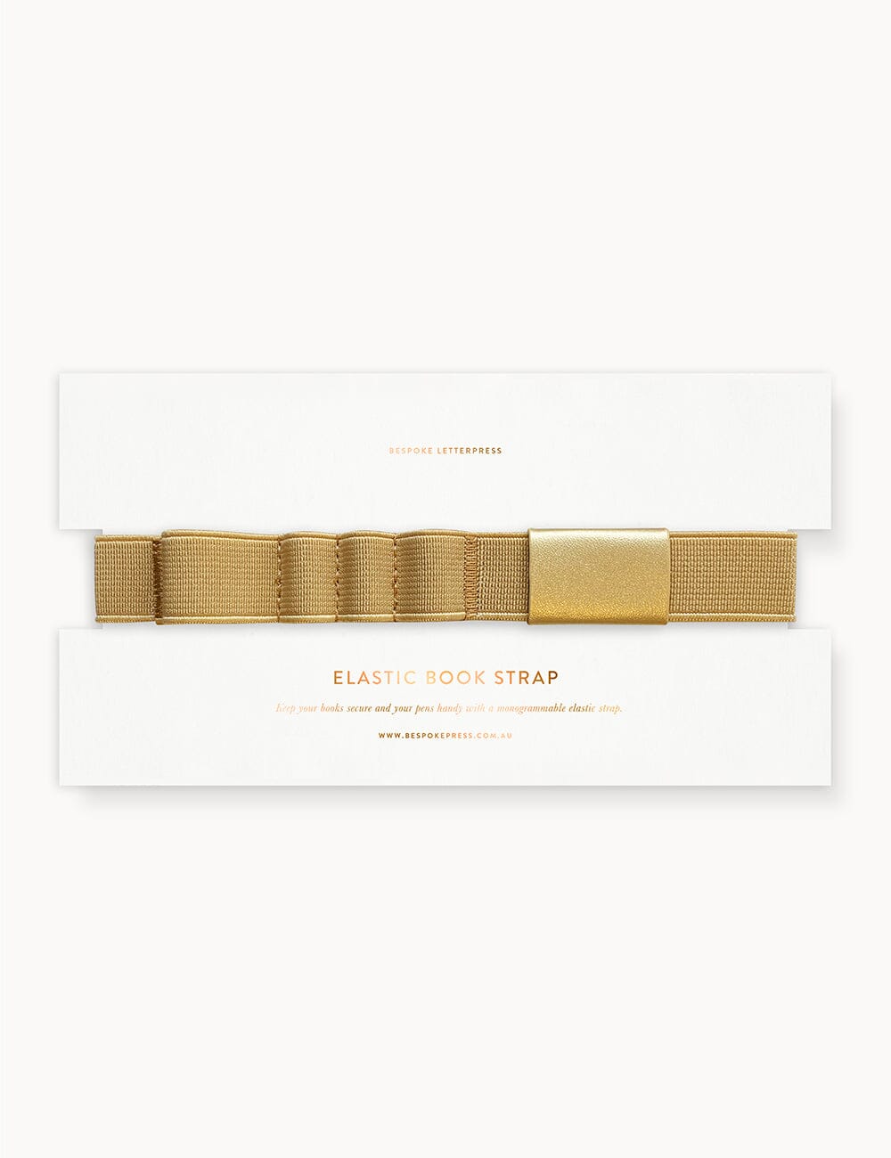 Elastic Book Strap - Gold Elastic Pen Loops Bespoke Letterpress